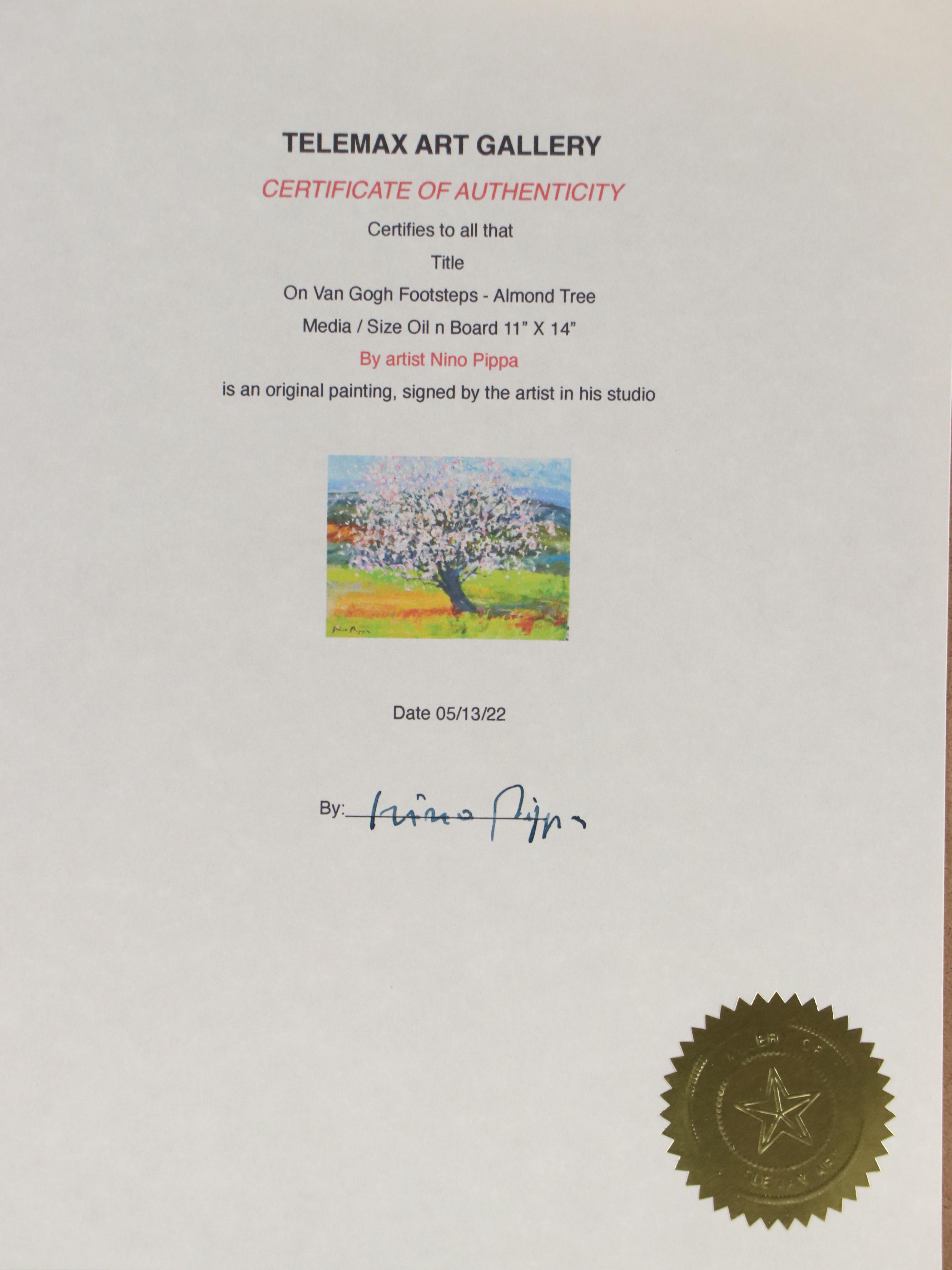 Nino Pippa Landscape Oil Painting "On Van Gogh Footsteps - Almond Tree," 2022