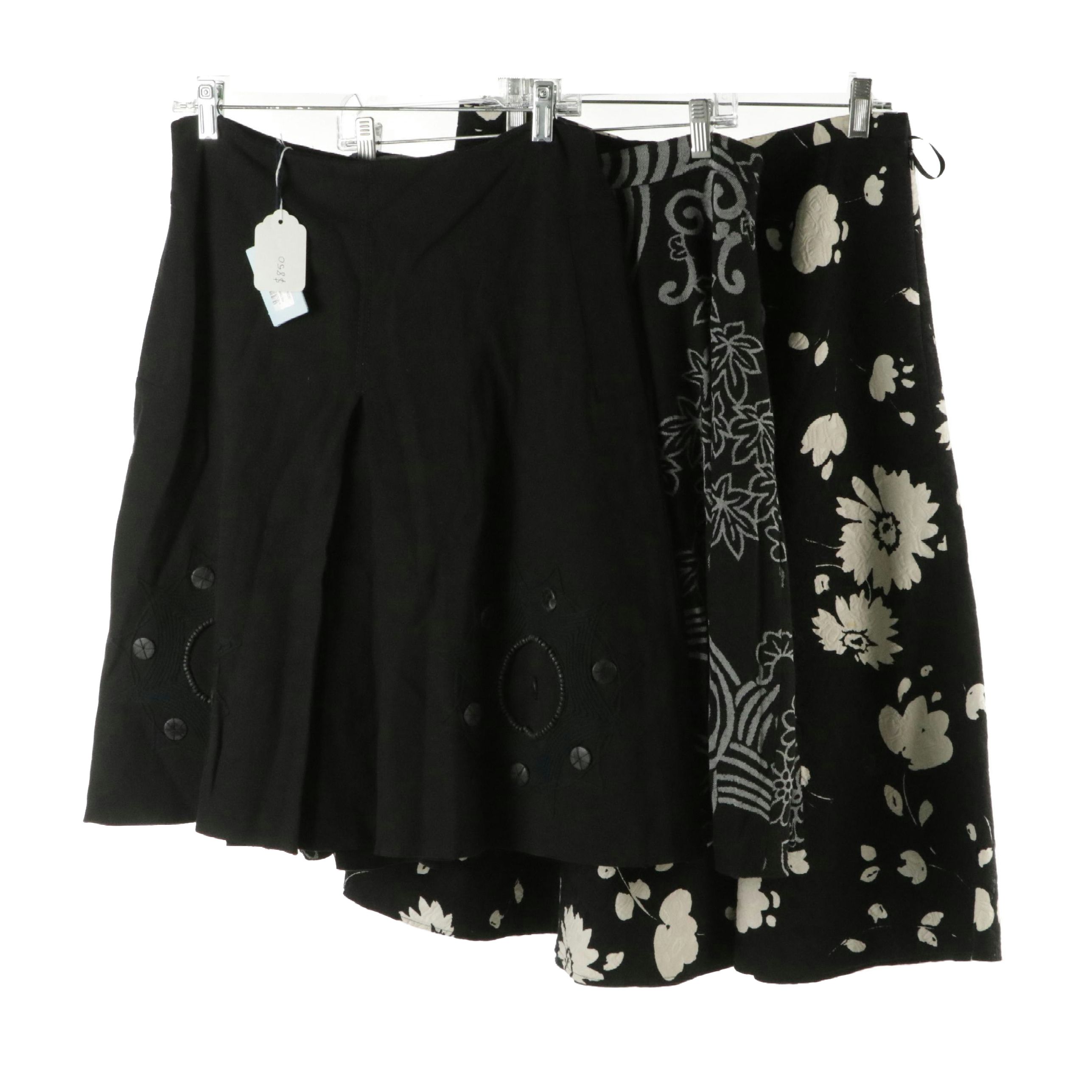 Malo Black Linen, Lafayette 148 and Juliana Collezione Floral Flared Skirts