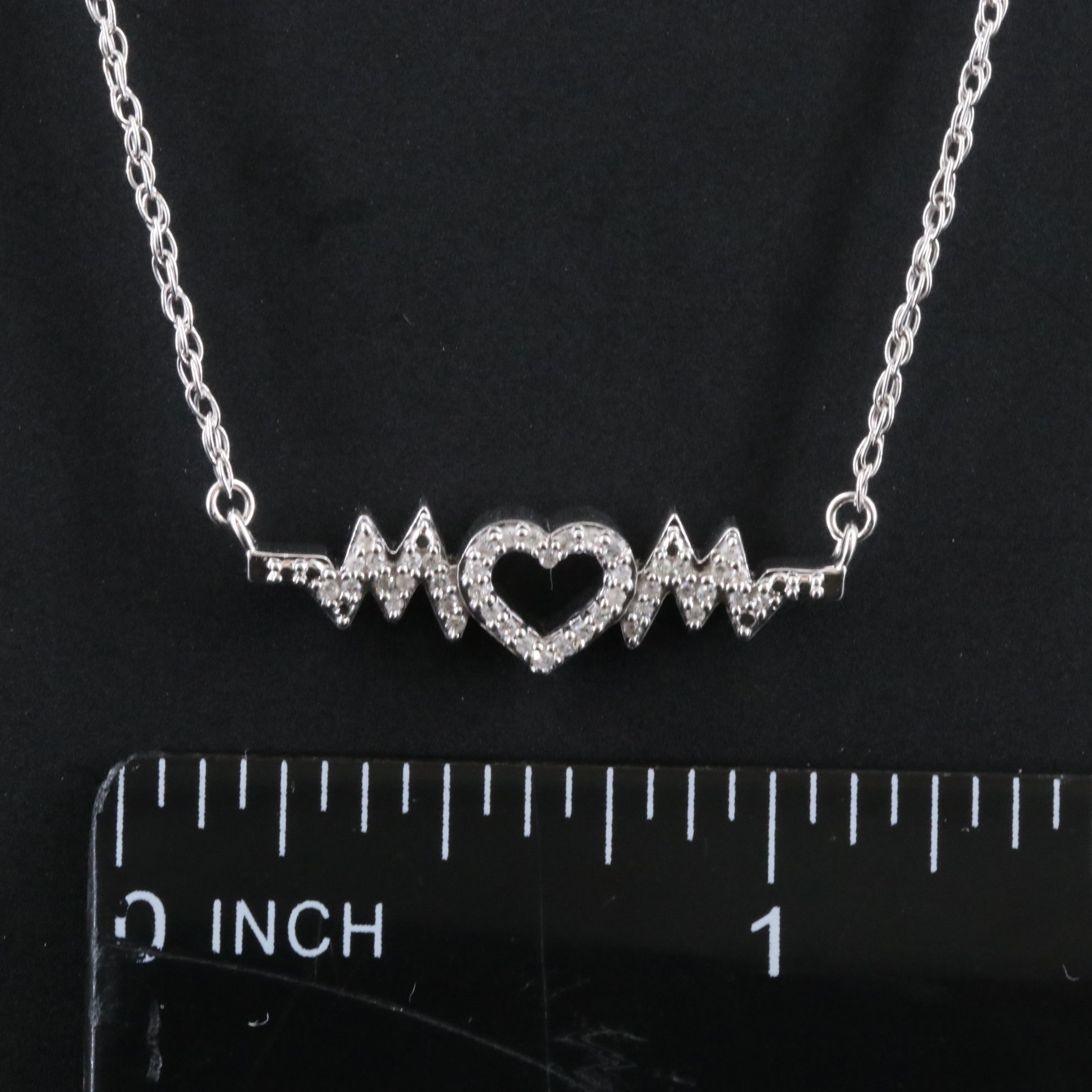Sterling Diamond Heartbeat Necklace