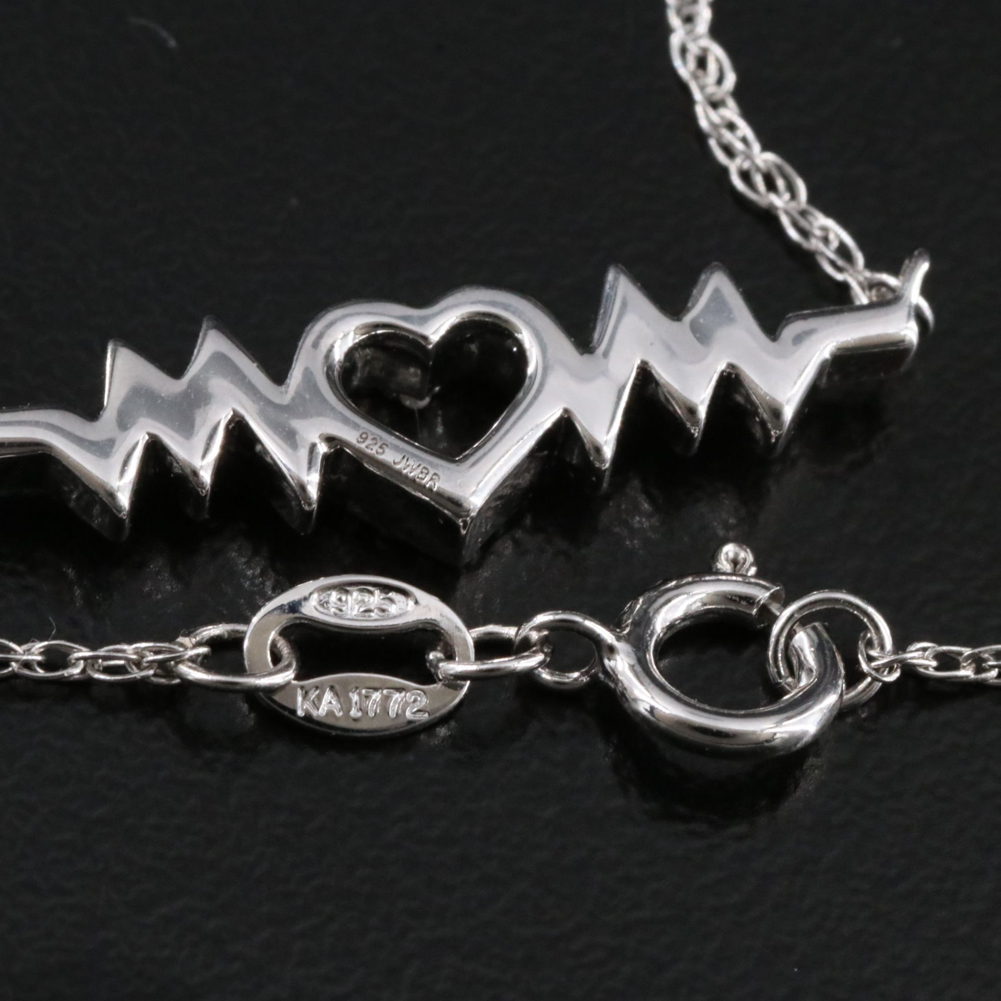 Sterling Diamond Heartbeat Necklace