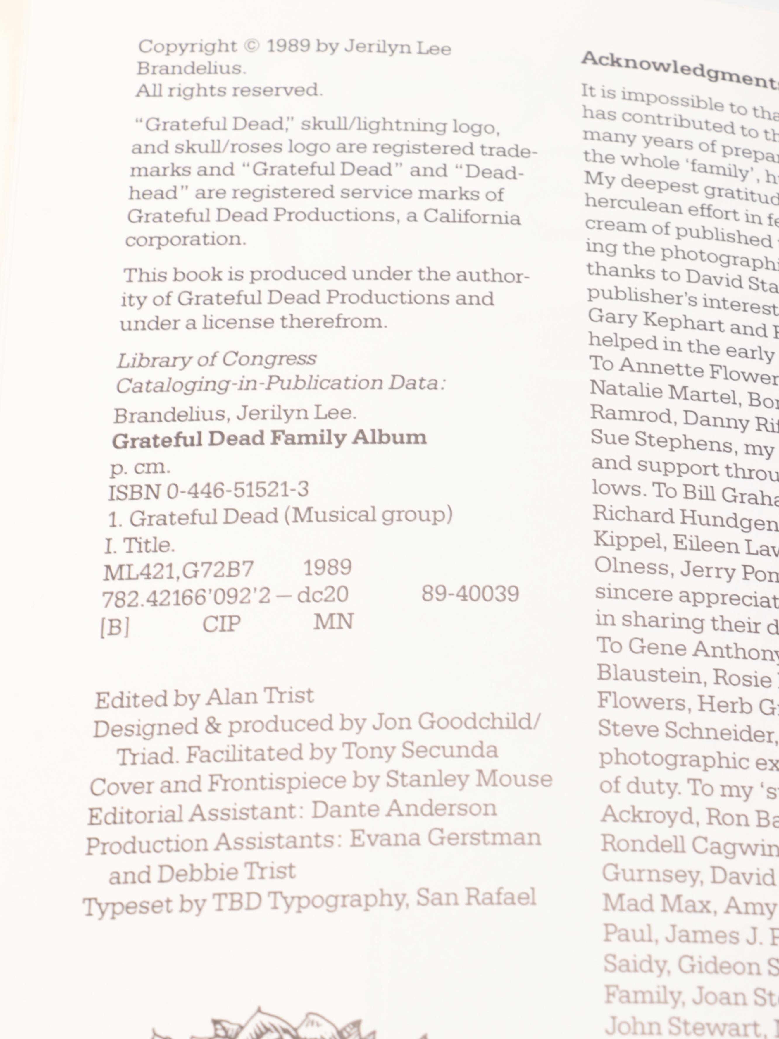 First Paperback Printing "Grateful Dead Family Album" by Jerilyn Lee Brandelius