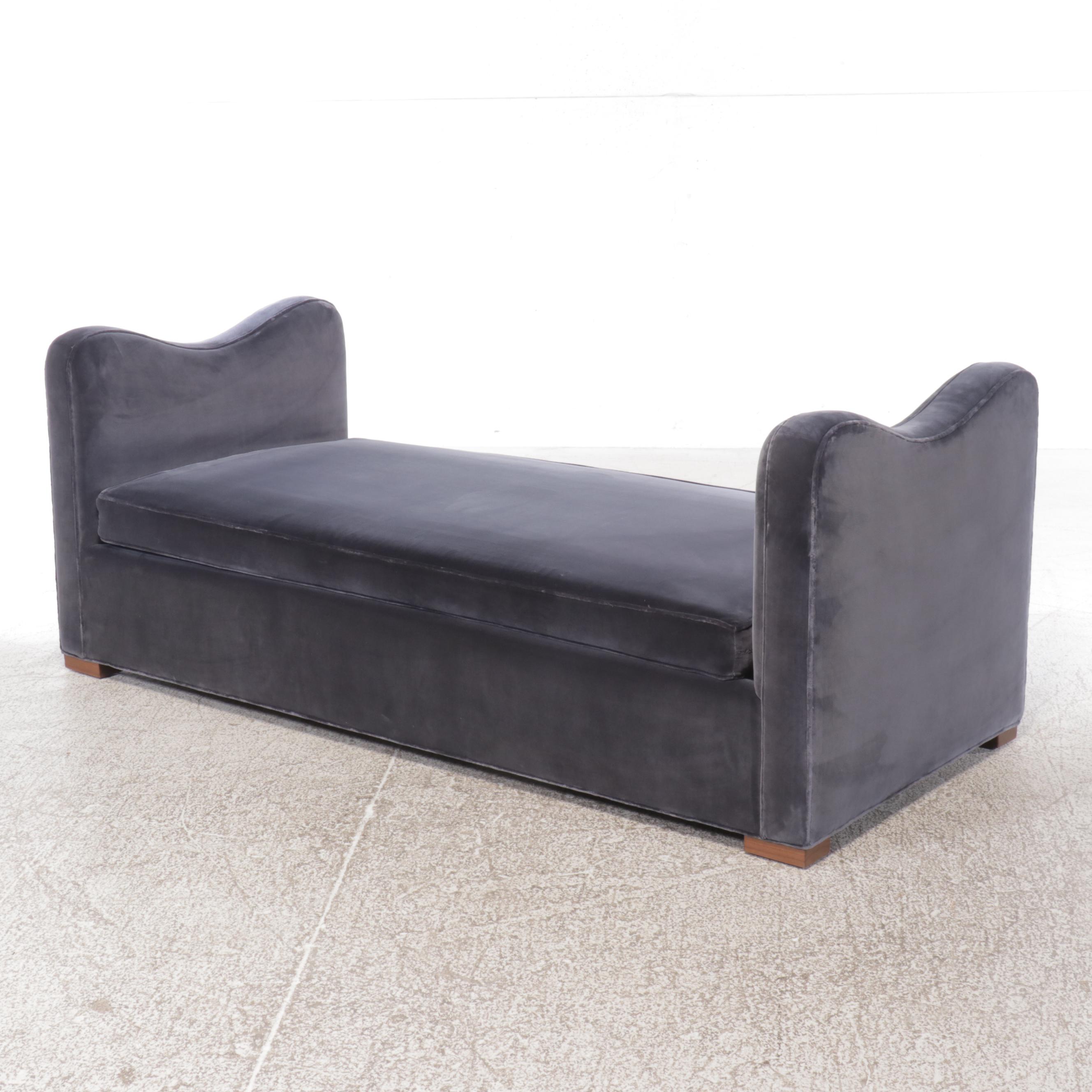 Jake Arnold Collection Jean Royère Style Cotton Velvet Upholstered Daybed