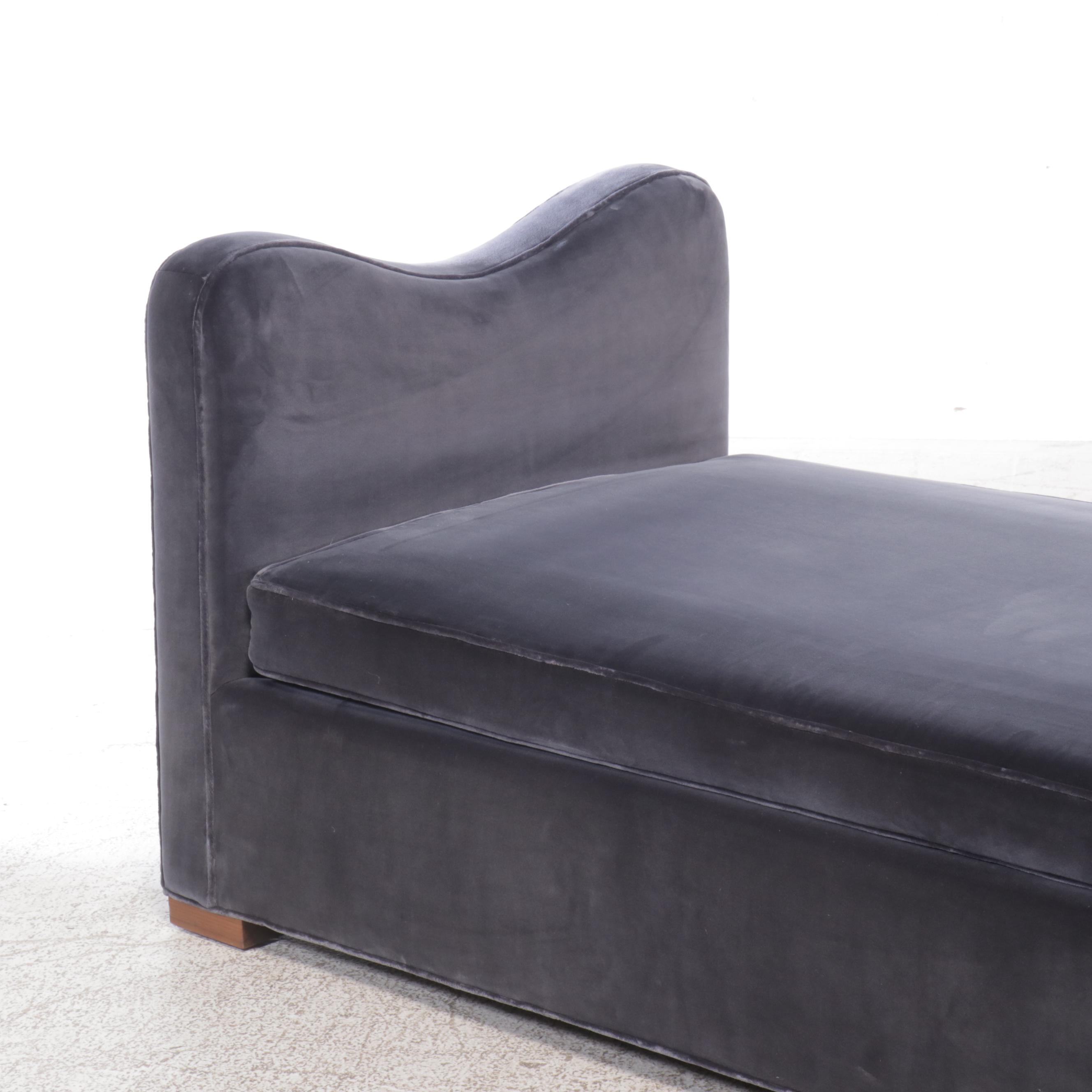 Jake Arnold Collection Jean Royère Style Cotton Velvet Upholstered Daybed
