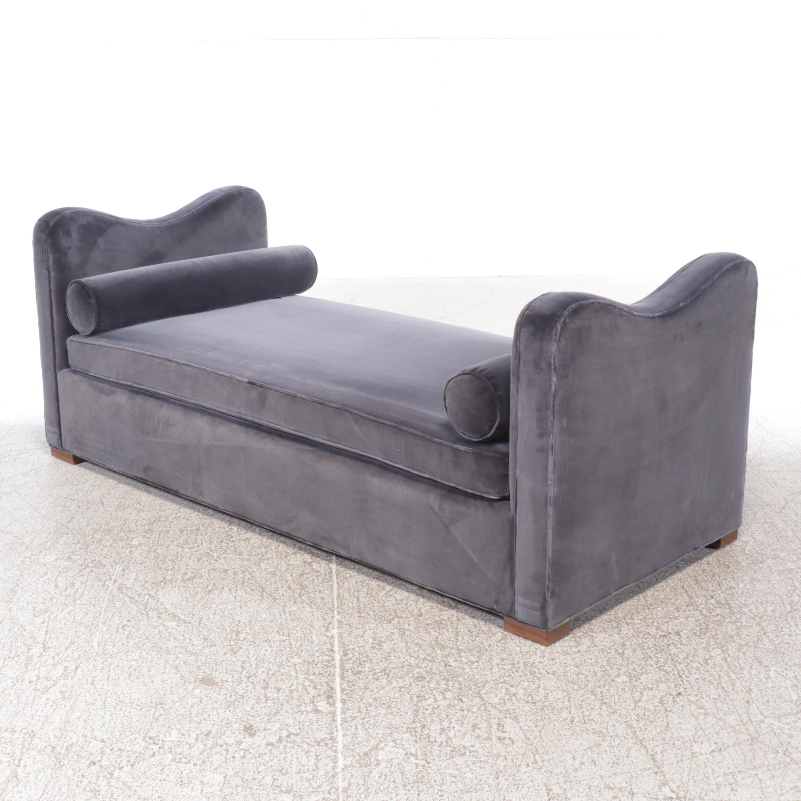 Jake Arnold Collection Jean Royère Style Cotton Velvet Upholstered Daybed