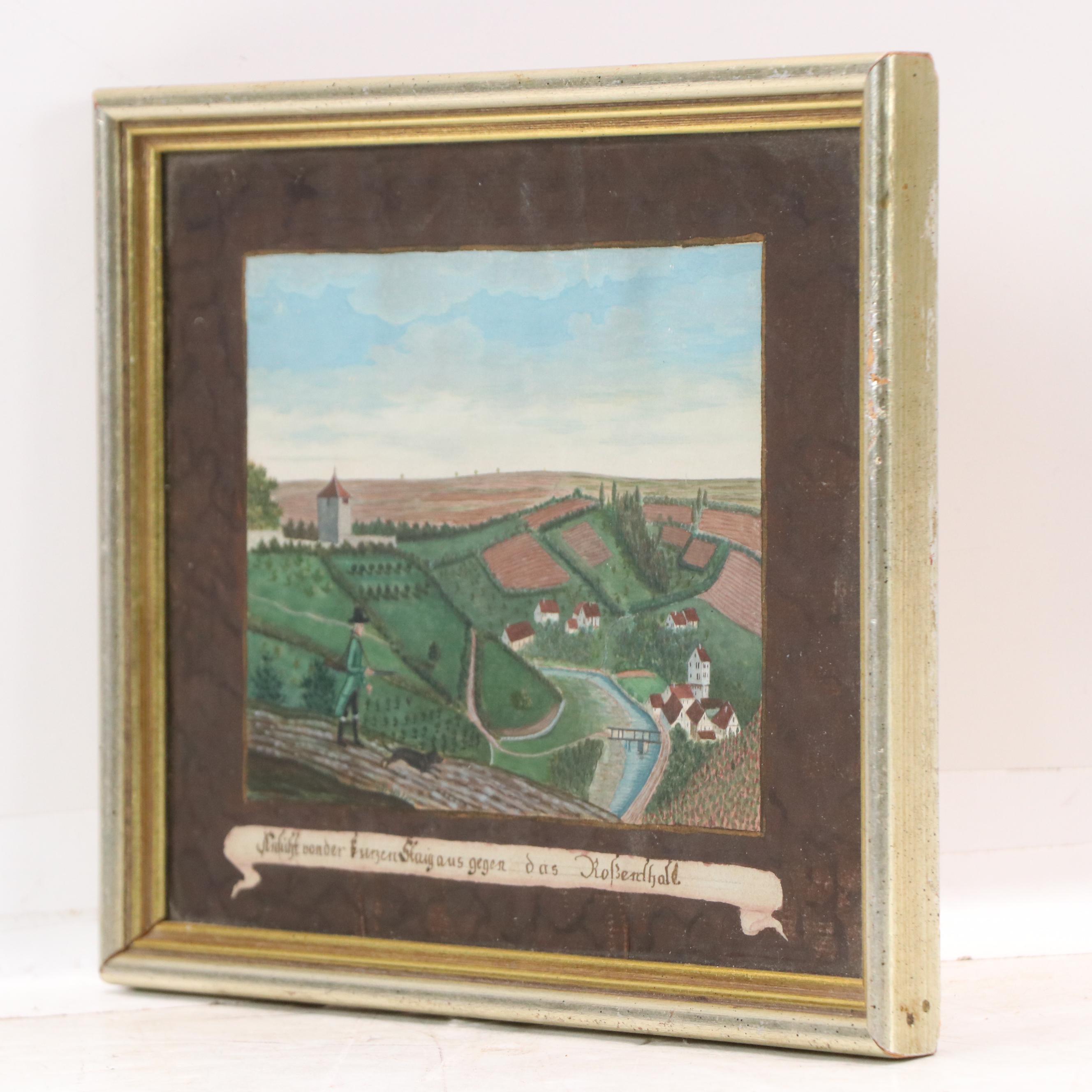 German School Watercolor Paintings of Rural Landscapes, 1795