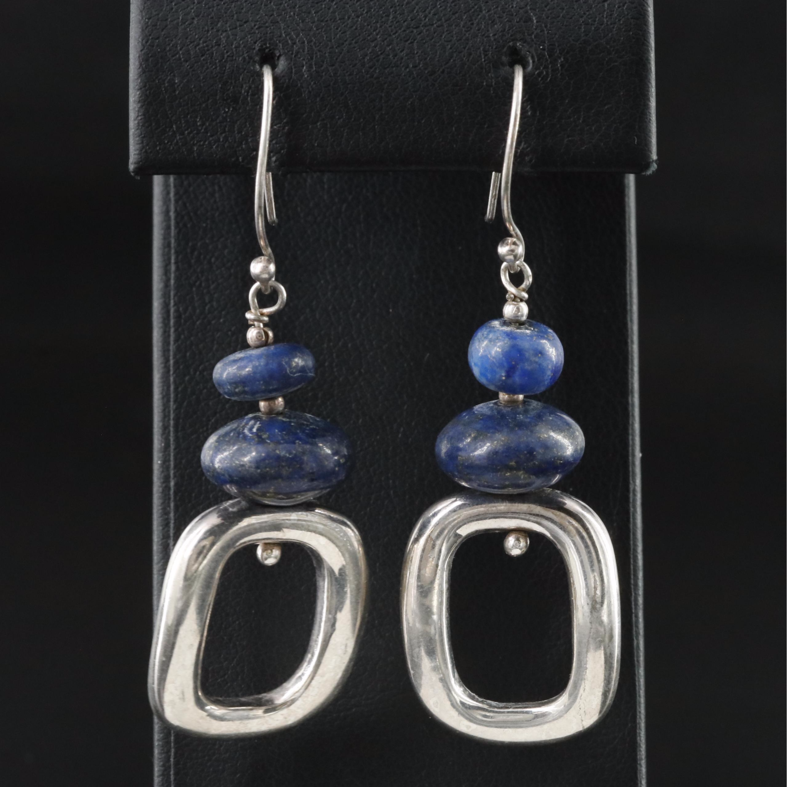 Sterling Lapis Lazuli Drop Earrings