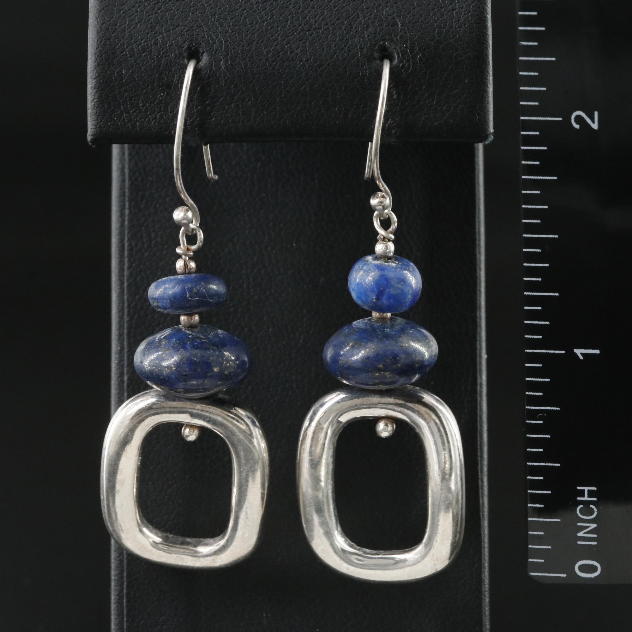 Sterling Lapis Lazuli Drop Earrings