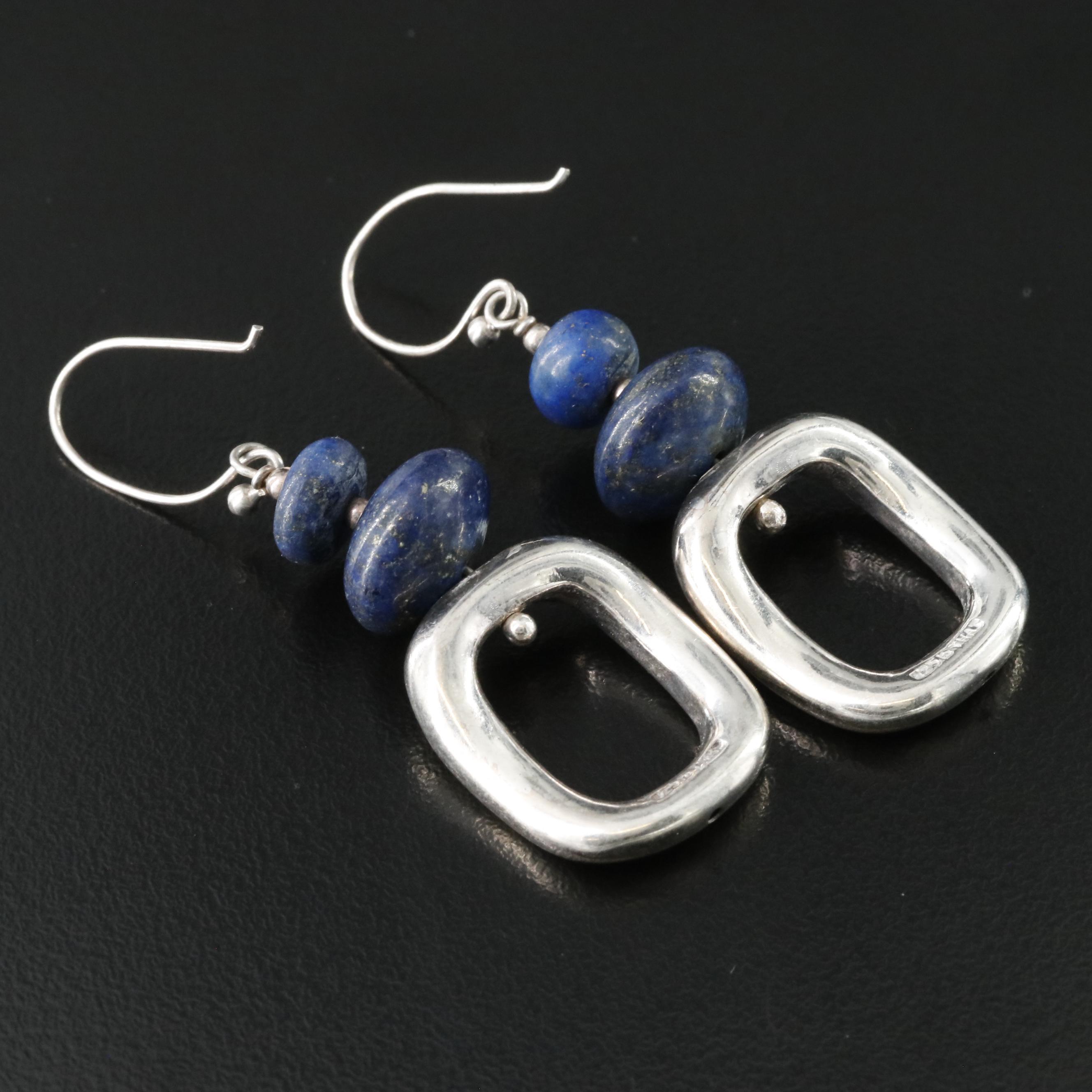 Sterling Lapis Lazuli Drop Earrings