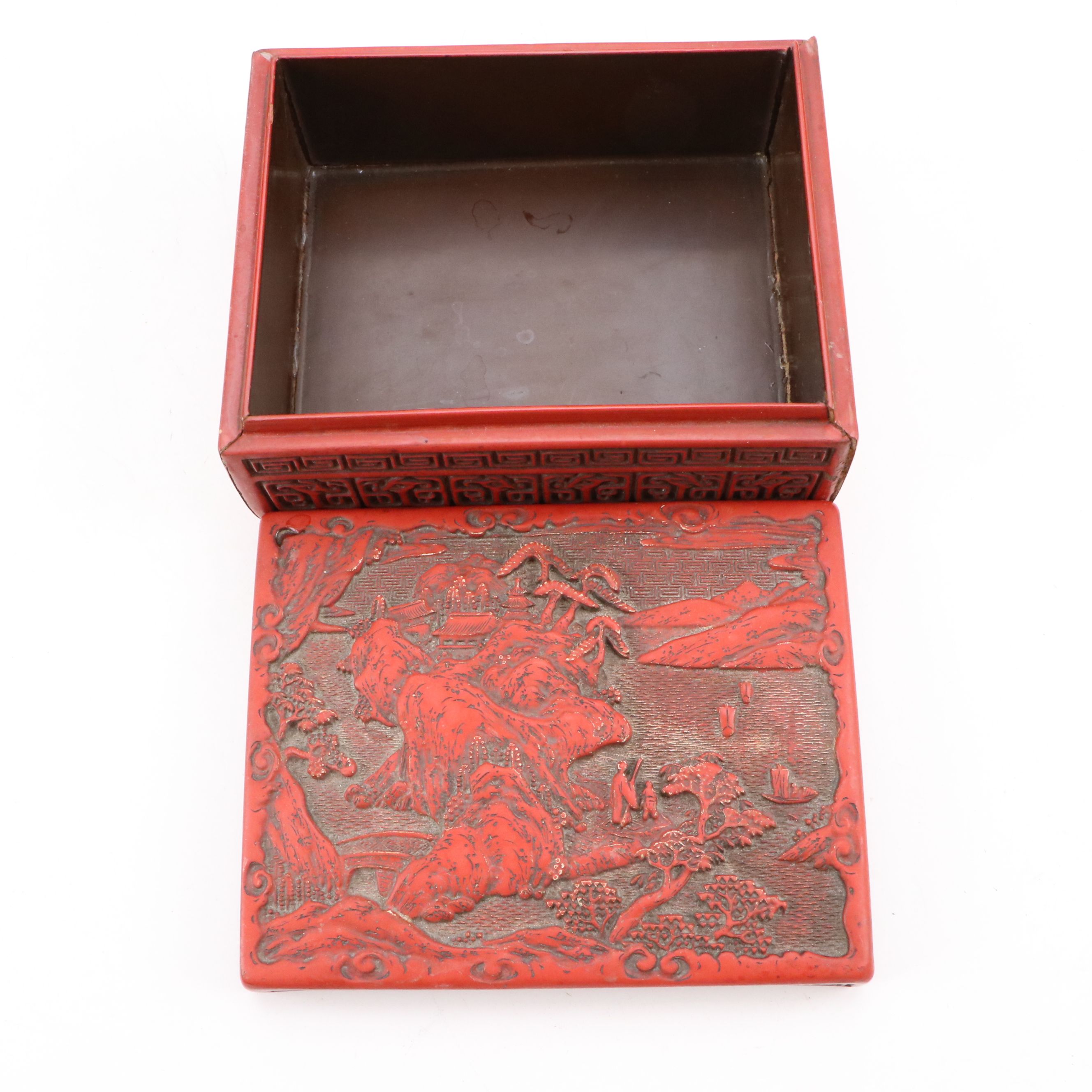 Carved Stone Bat Pillow, Red Lacquerware Box and Other Chinese Décor
