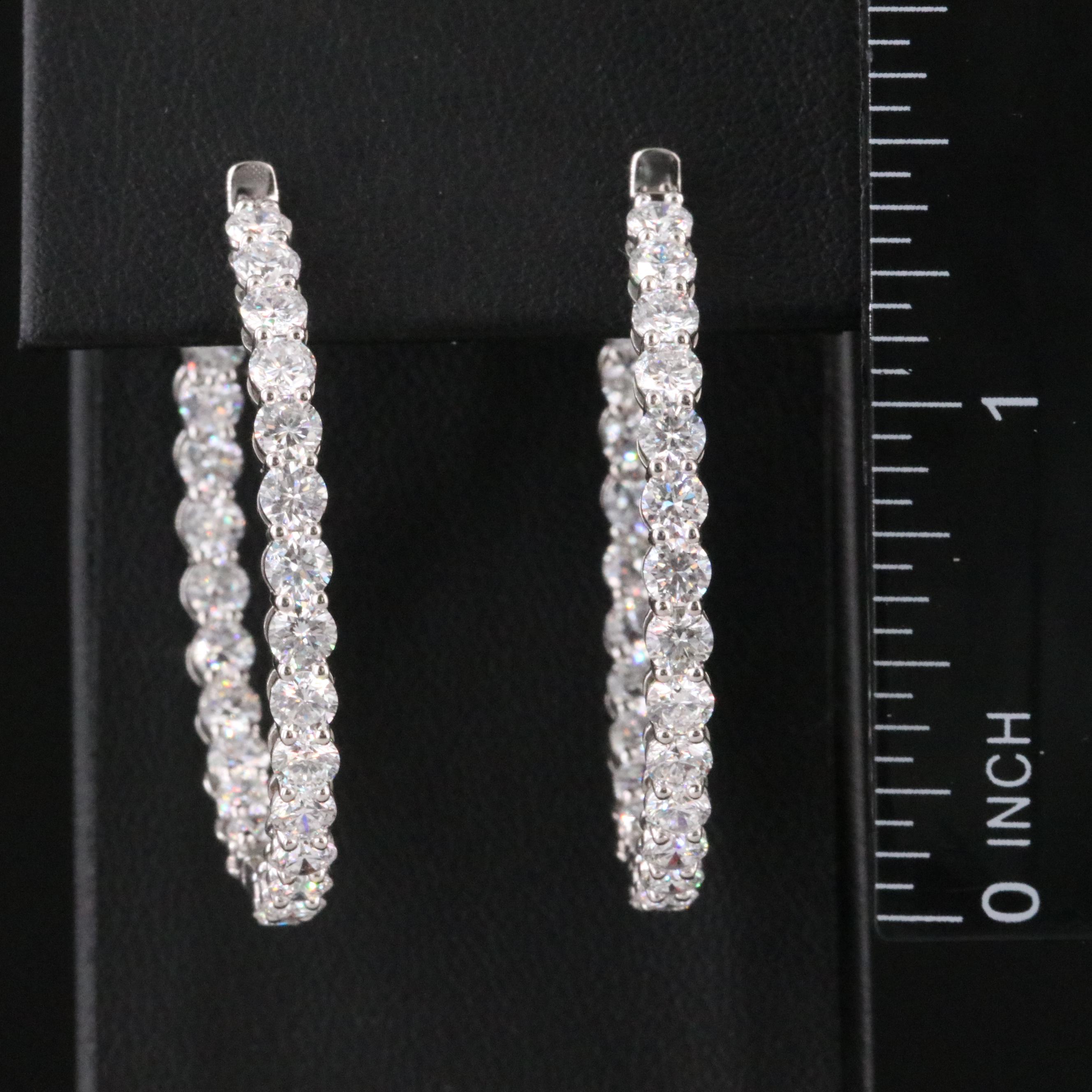 Platinum 6.79 CTW Lab Grown Diamond Inside Out Hoop Earrings