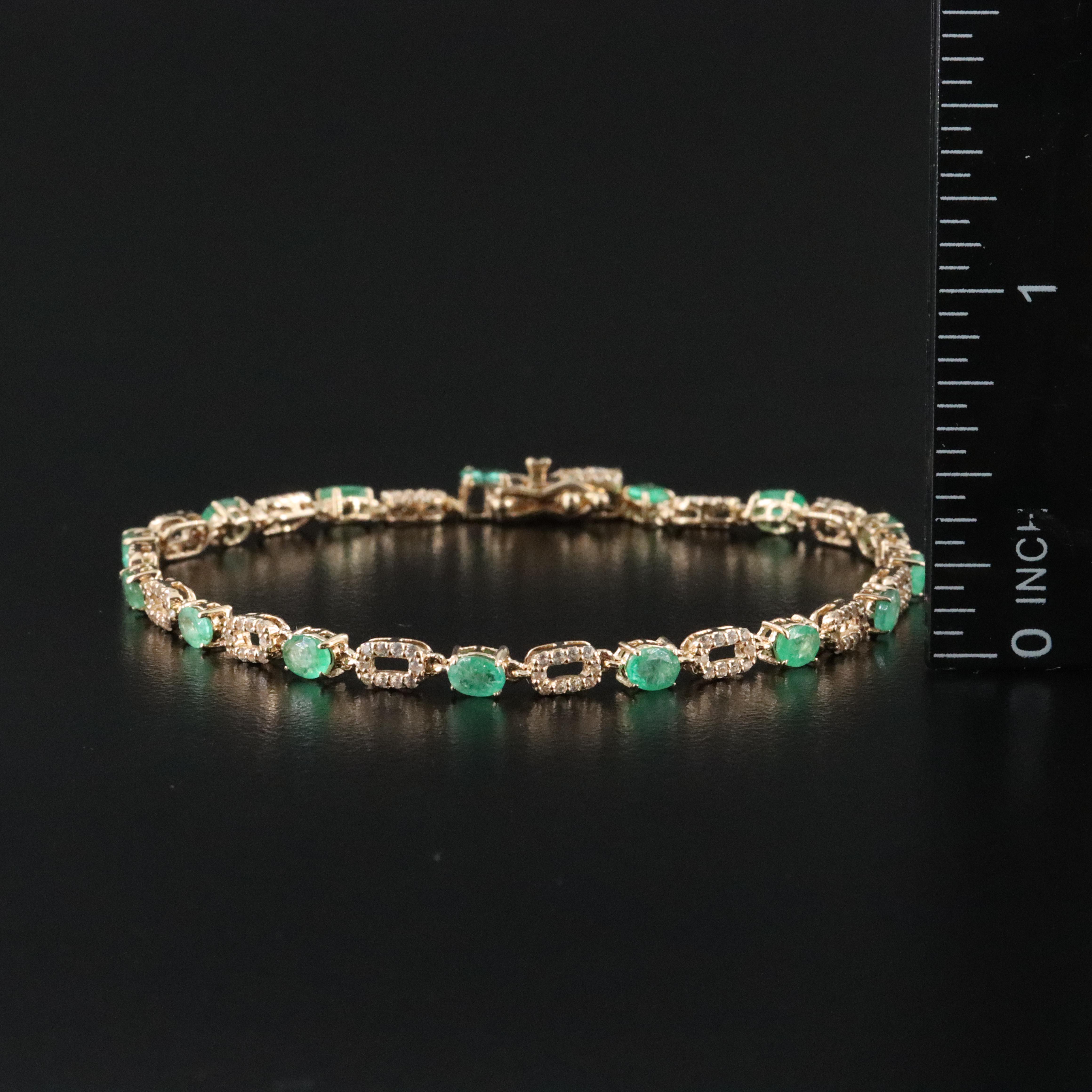 14K Emerald and White Sapphire Bracelet