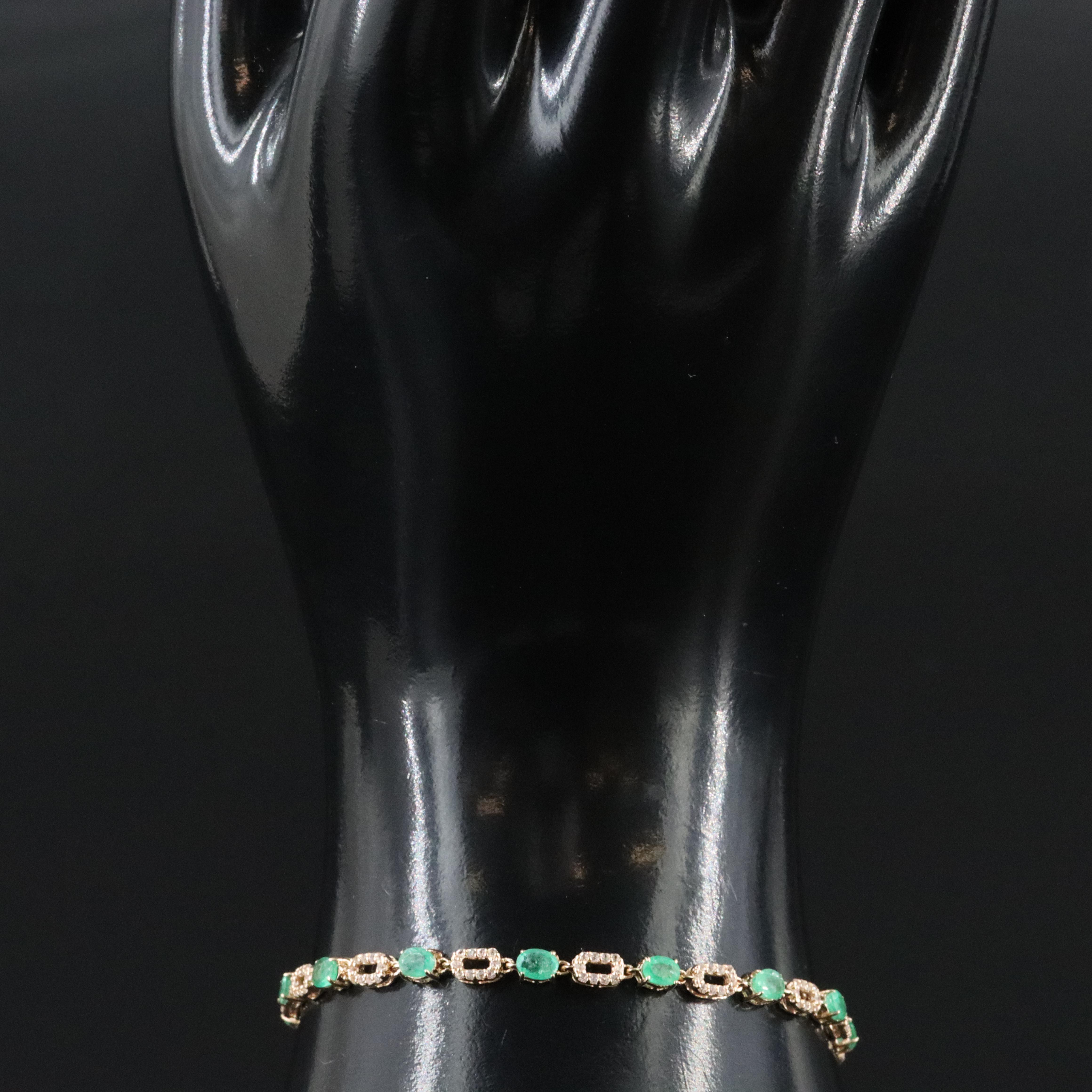 14K Emerald and White Sapphire Bracelet