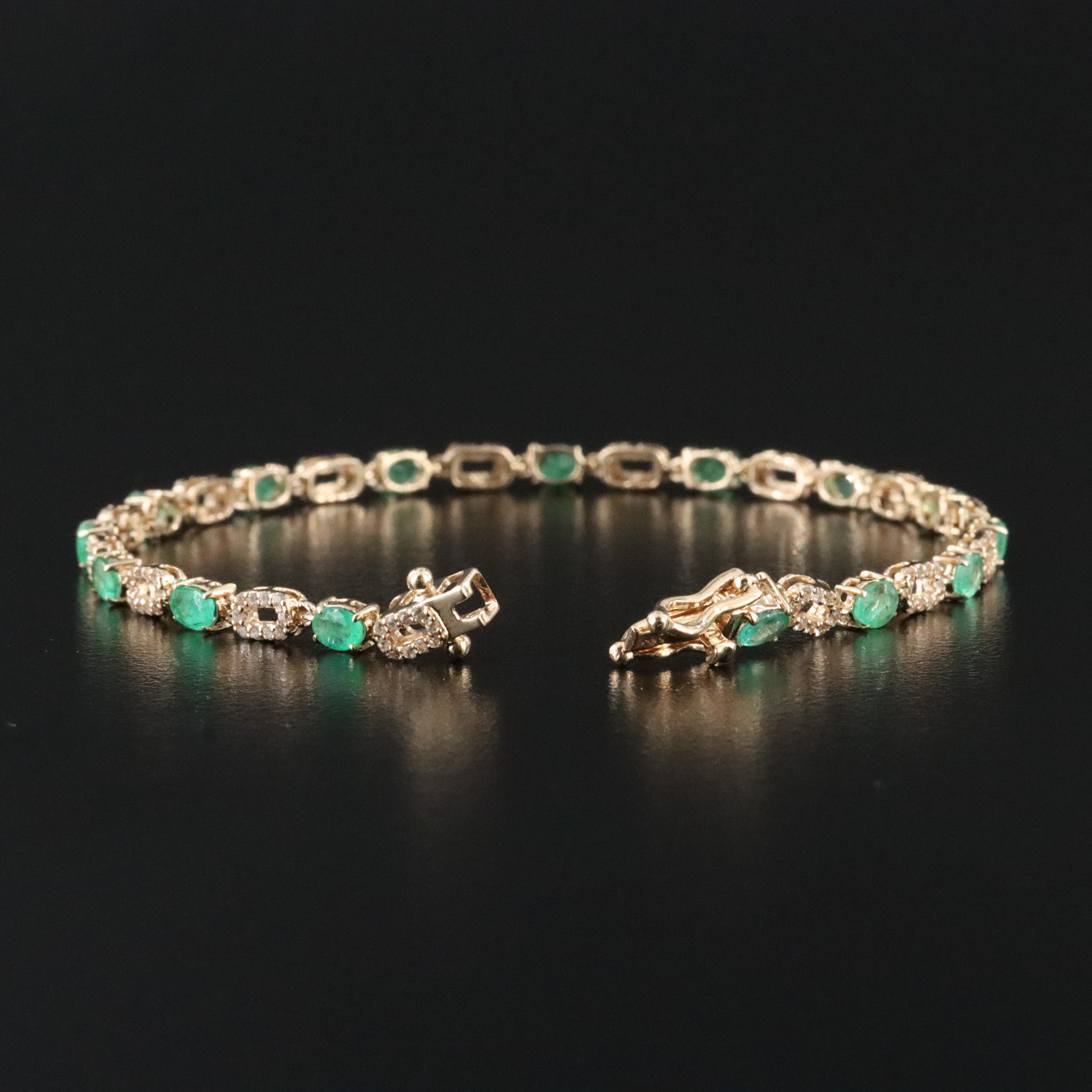 14K Emerald and White Sapphire Bracelet