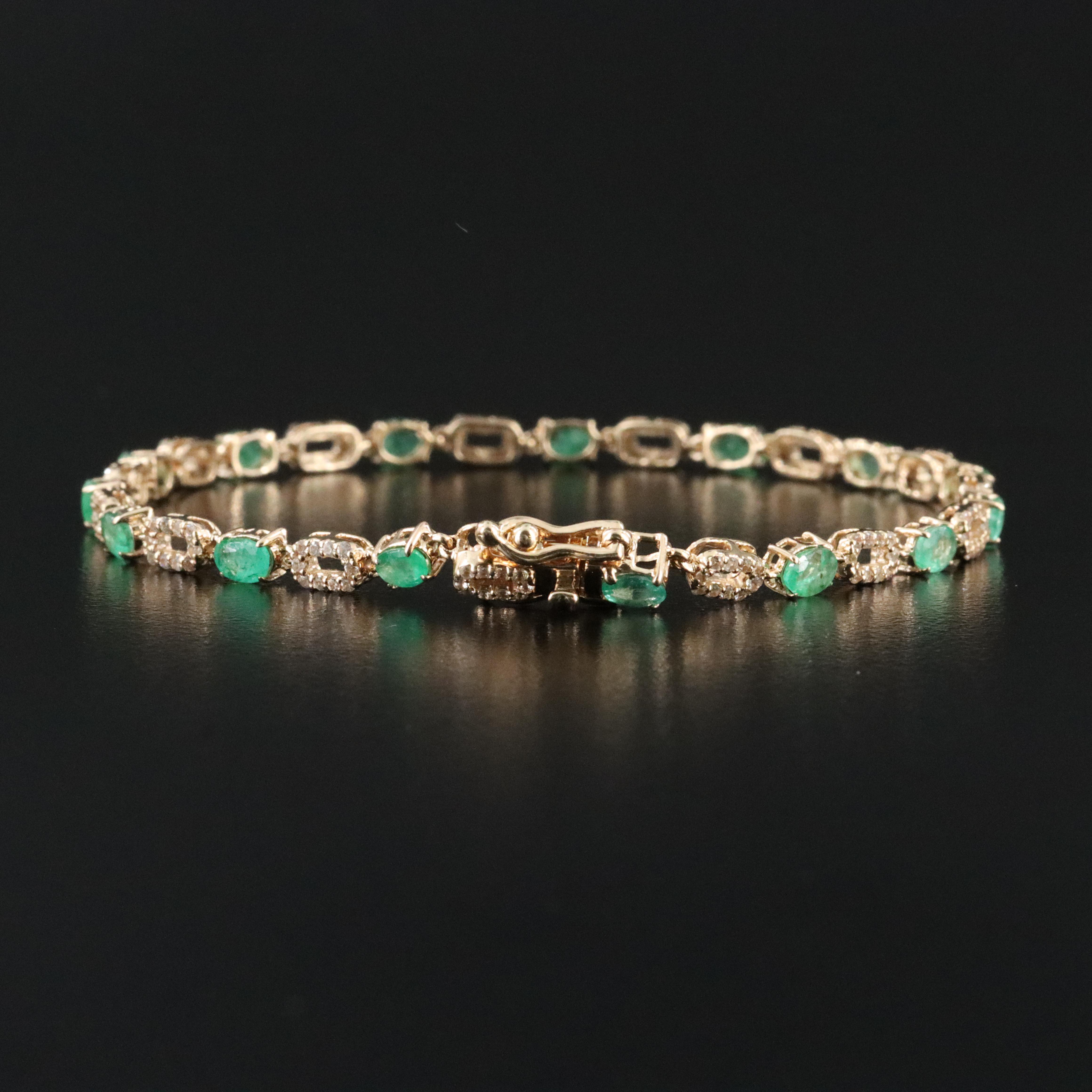 14K Emerald and White Sapphire Bracelet