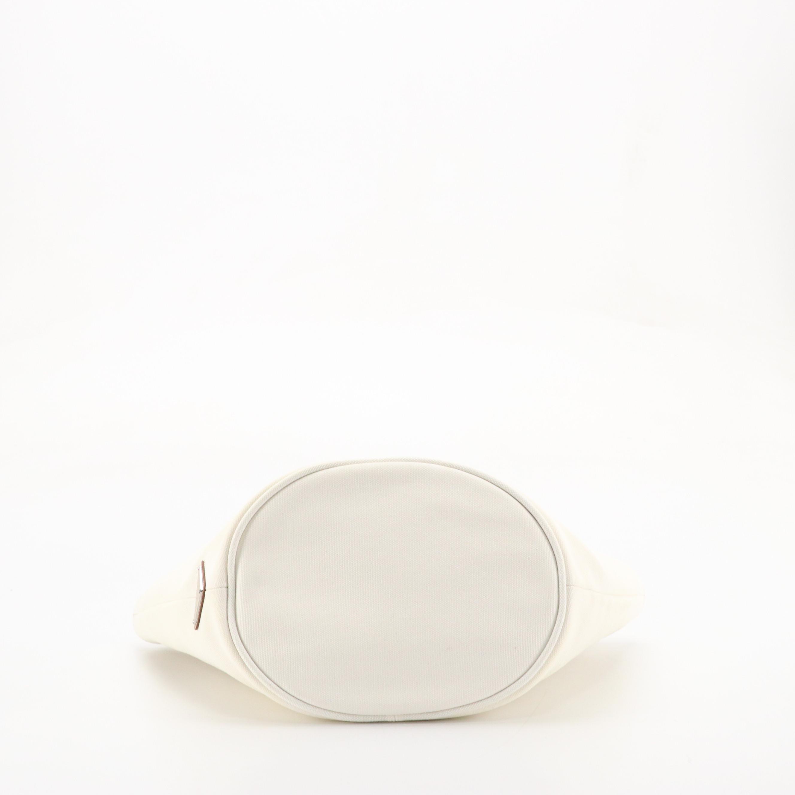 Prada Canapa Logo Two-Way Bucket Tote and Zip Pouch in White Canvas