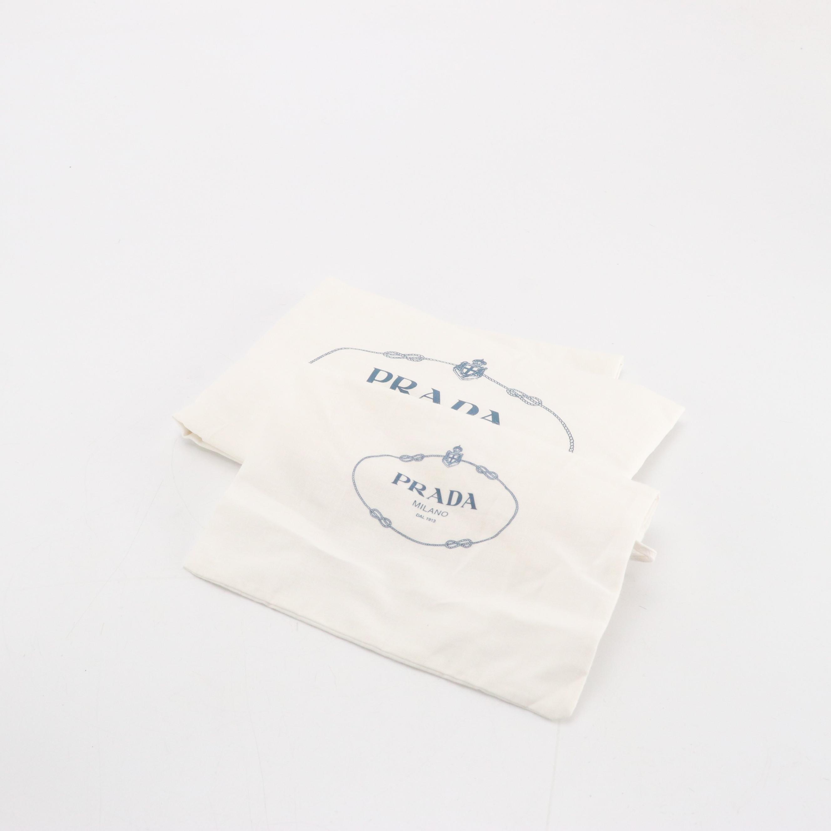 Prada Canapa Logo Two-Way Bucket Tote and Zip Pouch in White Canvas