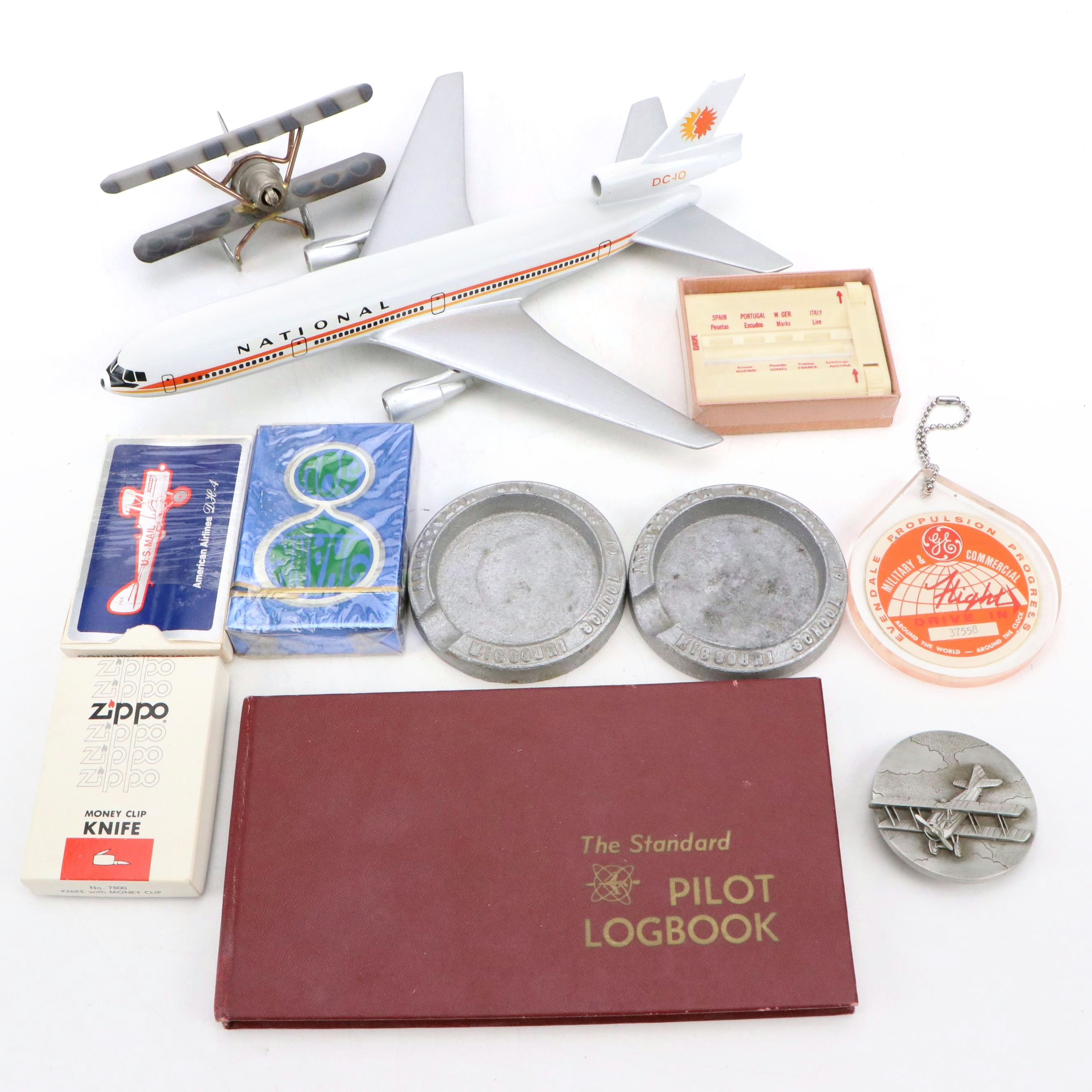 Vintage Currency Converter with Military and Commercial Aircraft Memorabilia