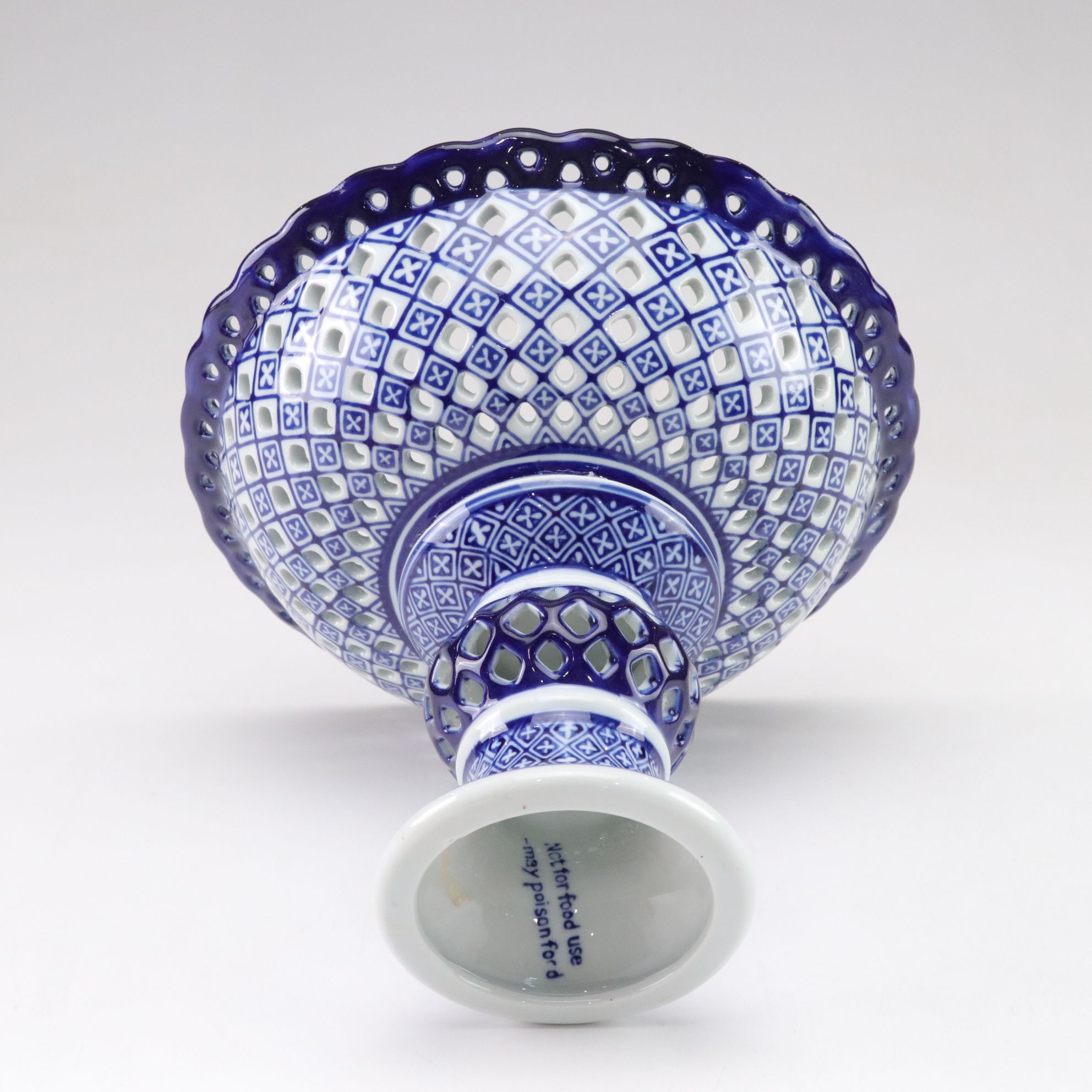 Pierced Porcelain Pedestal Bowl with Faux Pears
