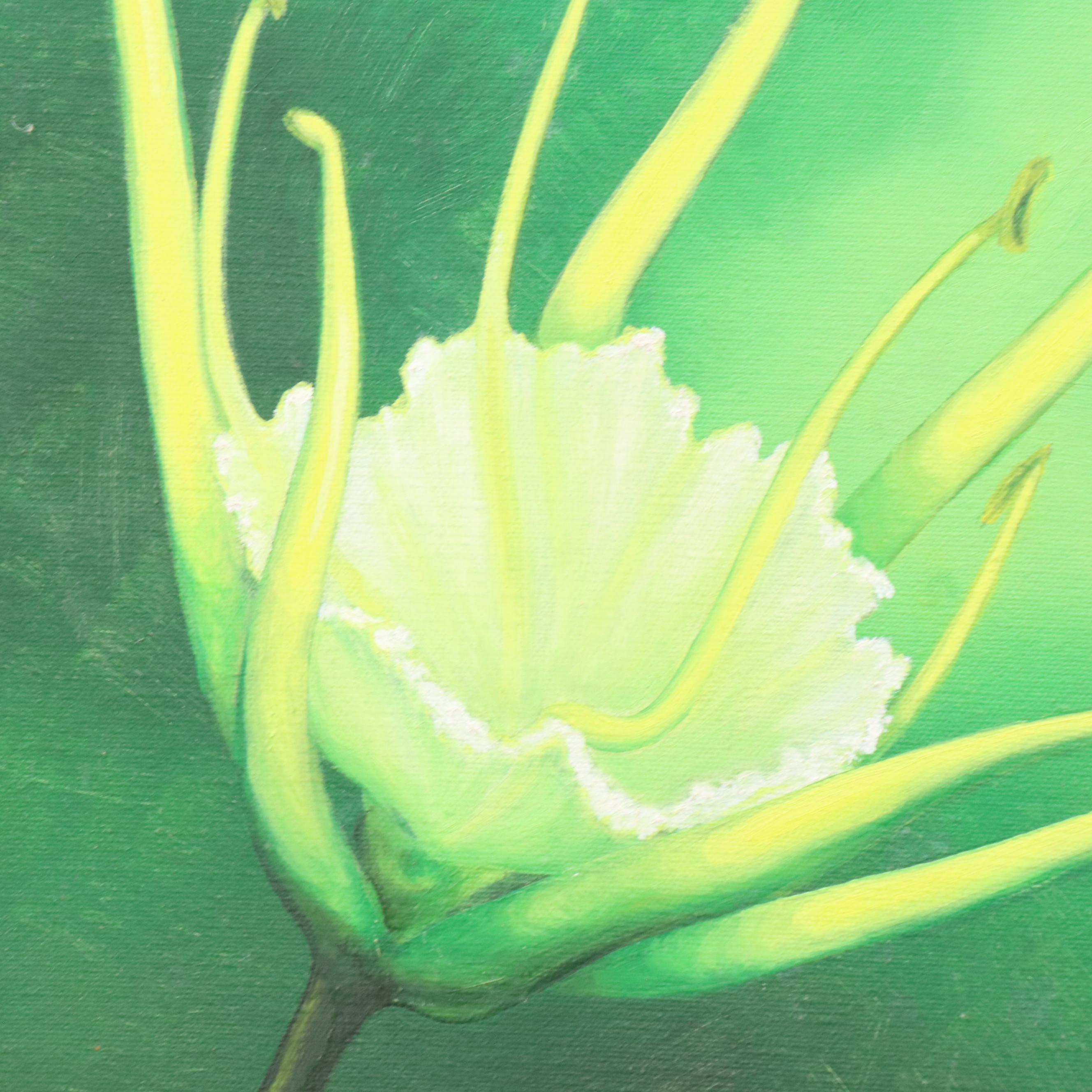 De Mille Diptych Oil Paintings of Dramatic Floral Studies, 21st Century