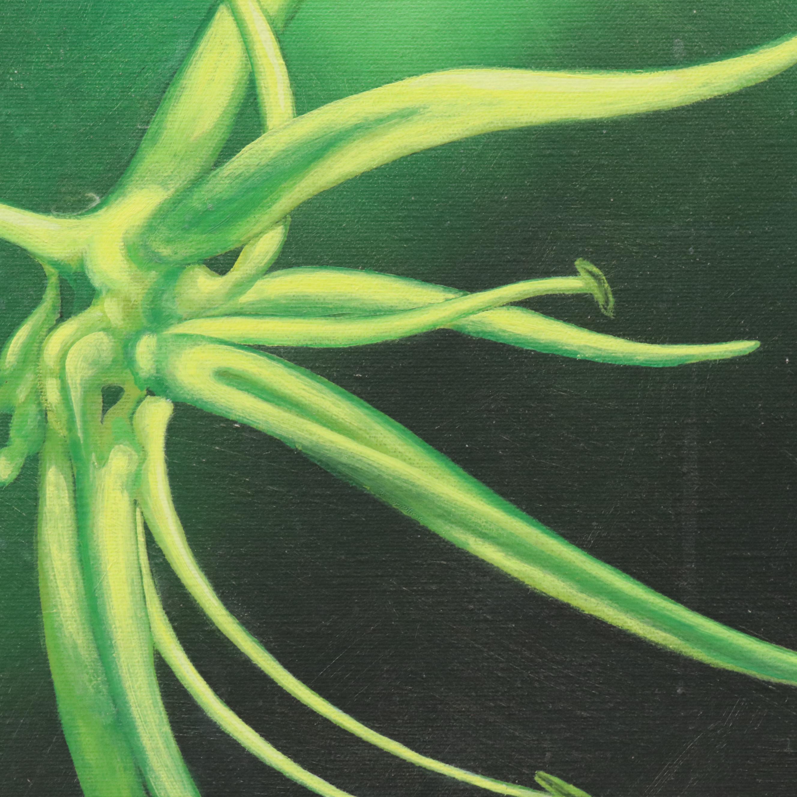 De Mille Diptych Oil Paintings of Dramatic Floral Studies, 21st Century