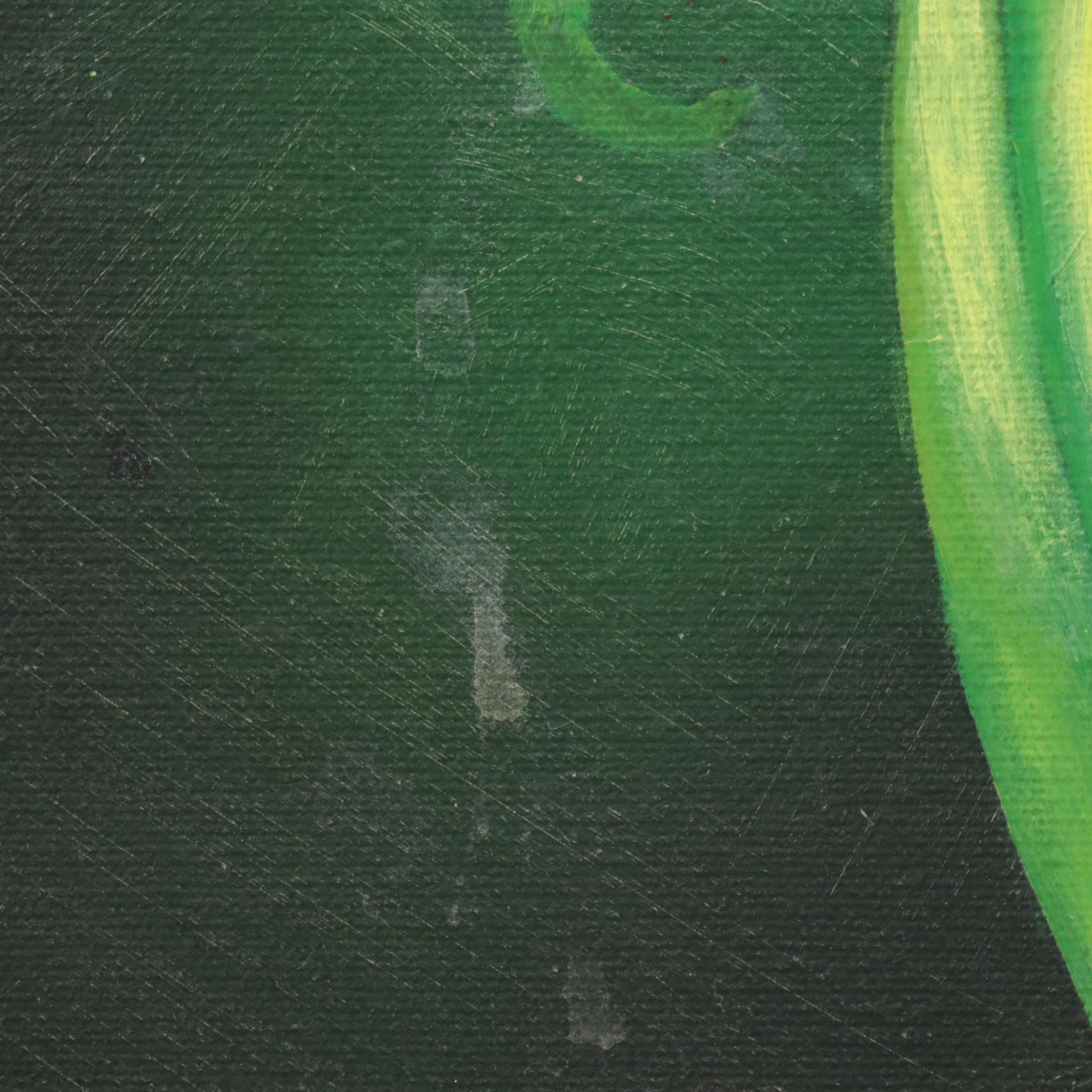 De Mille Diptych Oil Paintings of Dramatic Floral Studies, 21st Century