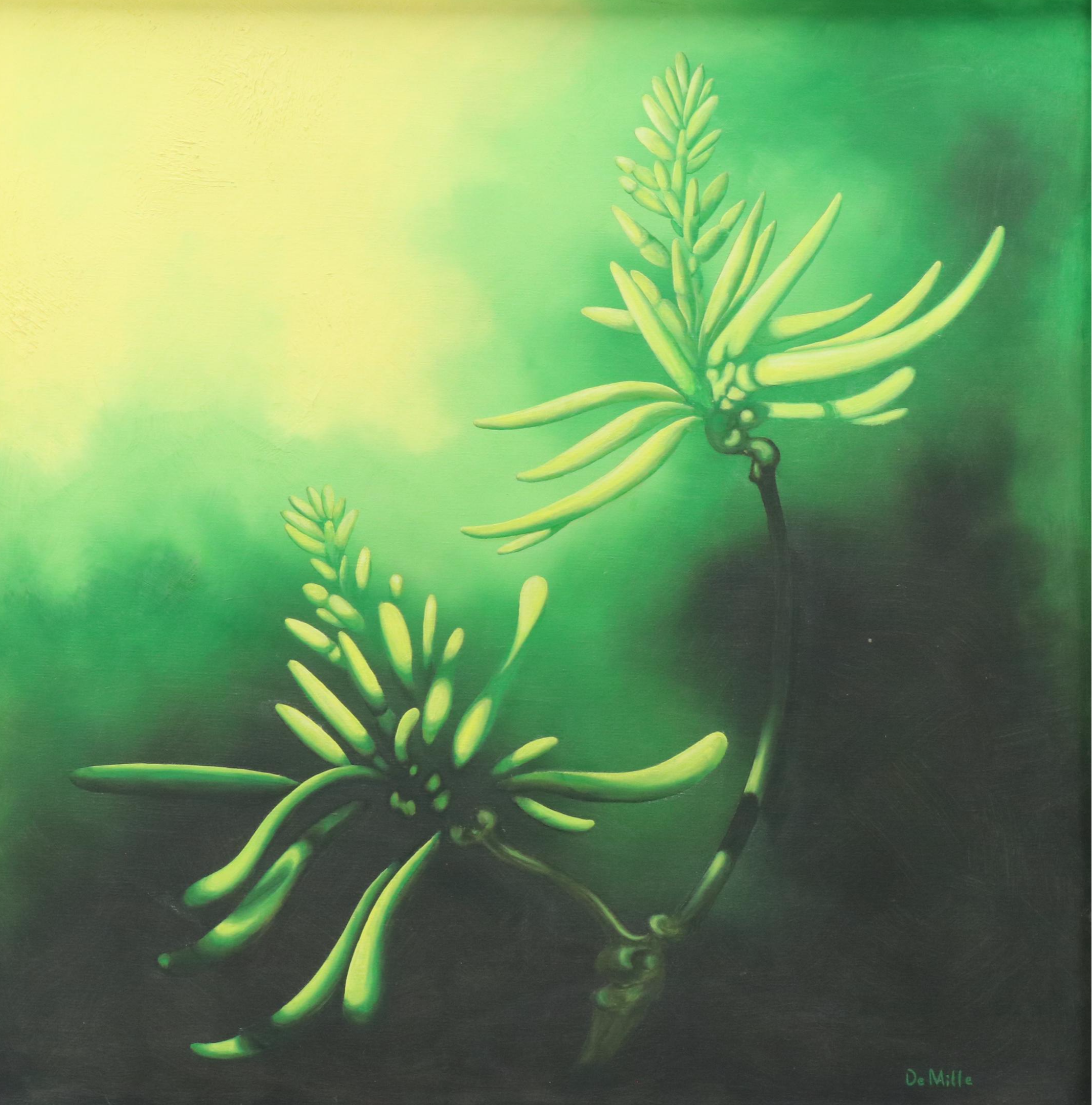 De Mille Diptych Oil Paintings of Dramatic Floral Studies, 21st Century