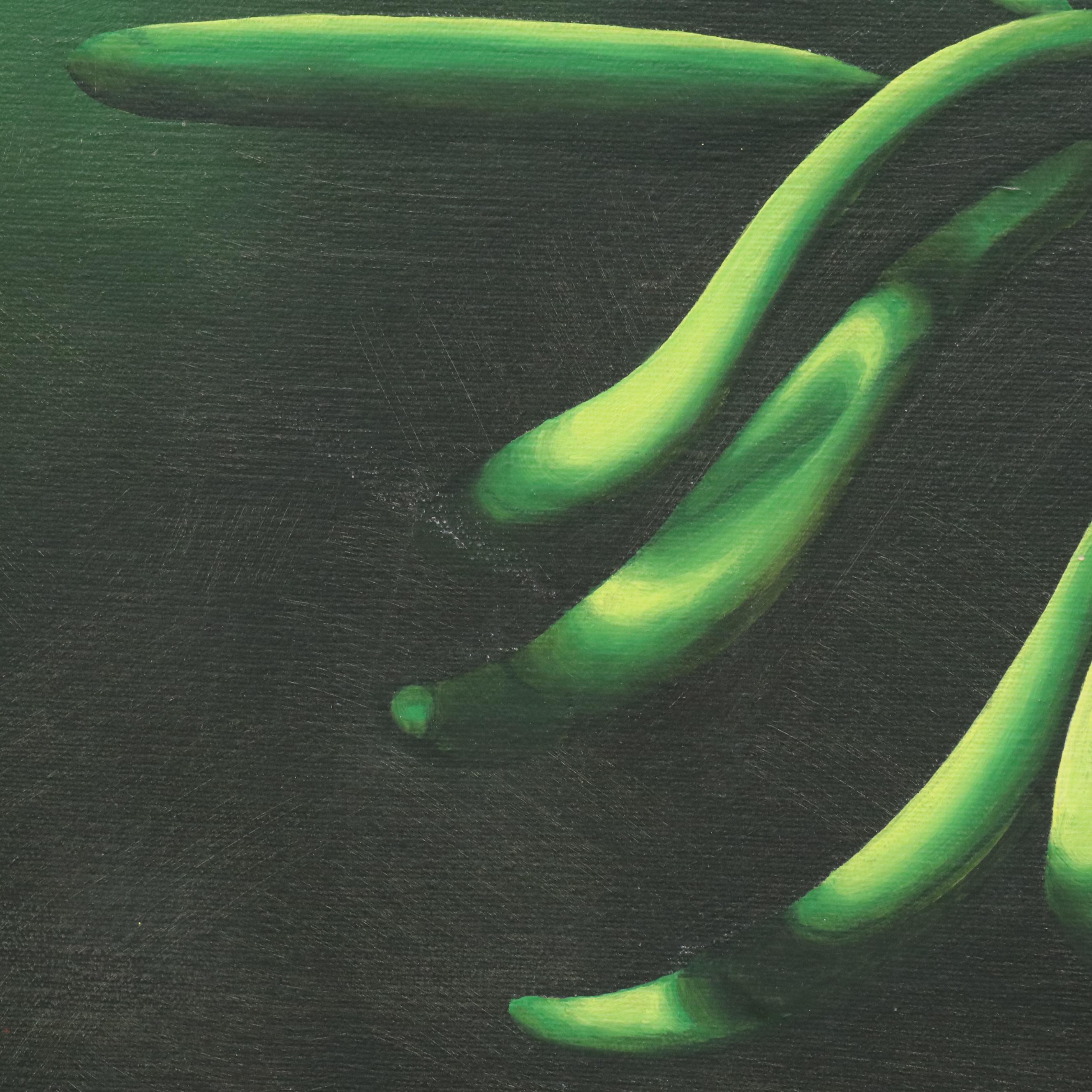 De Mille Diptych Oil Paintings of Dramatic Floral Studies, 21st Century