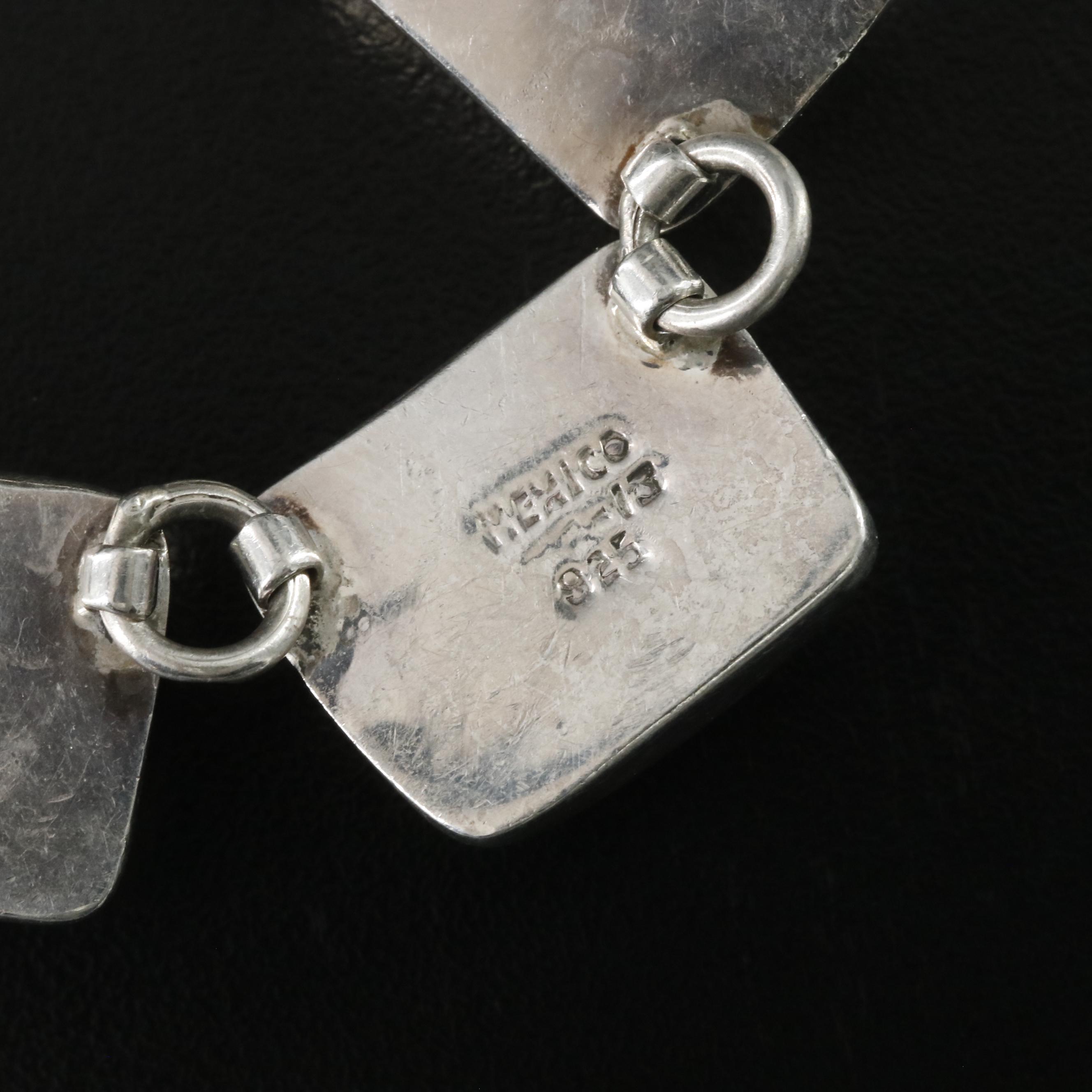 Mexican Sterling Obsidian Collar Necklace