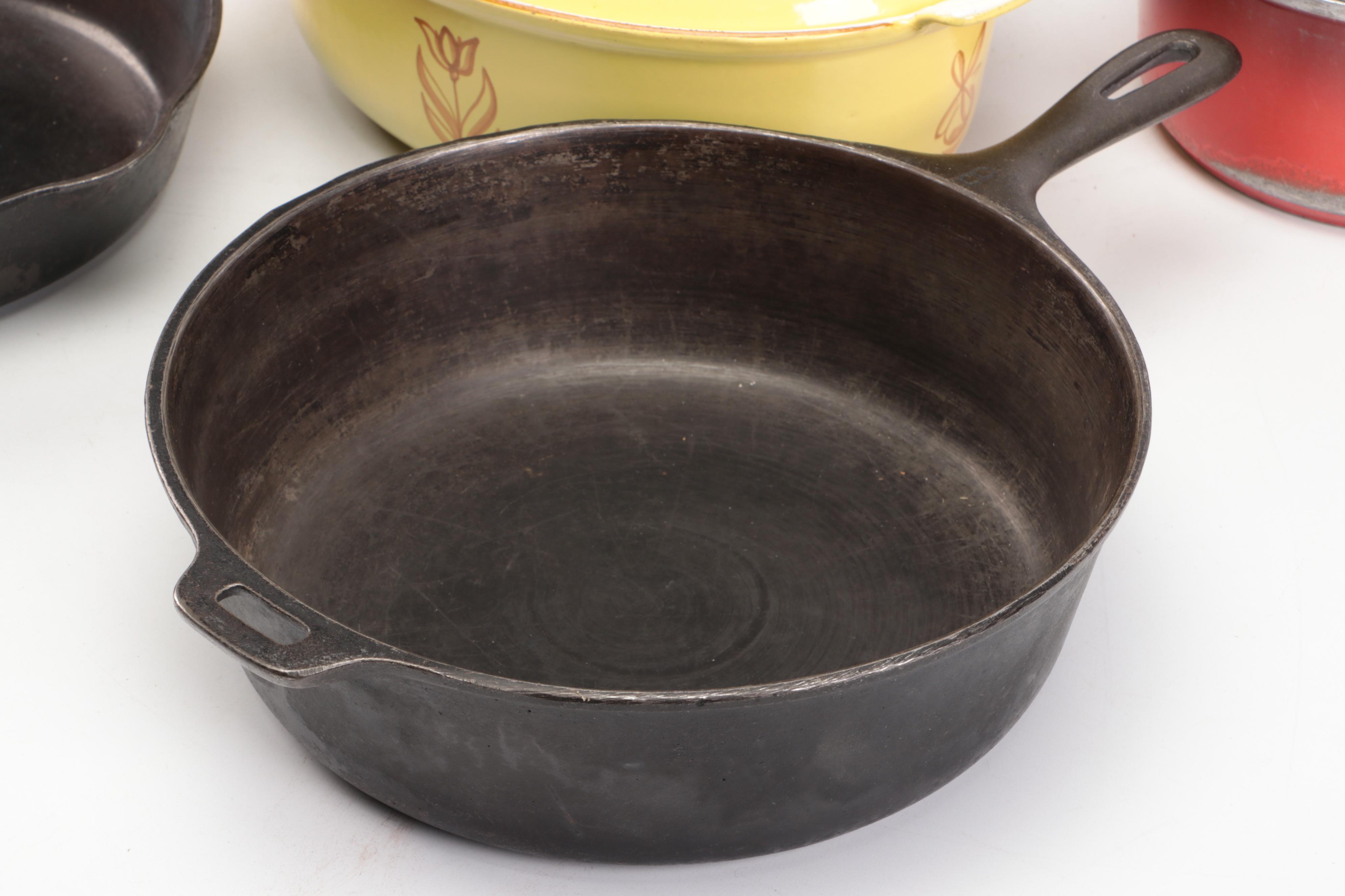 Vintage Cast Iron with Other Pots and Pans, Mid to Late 20th Century