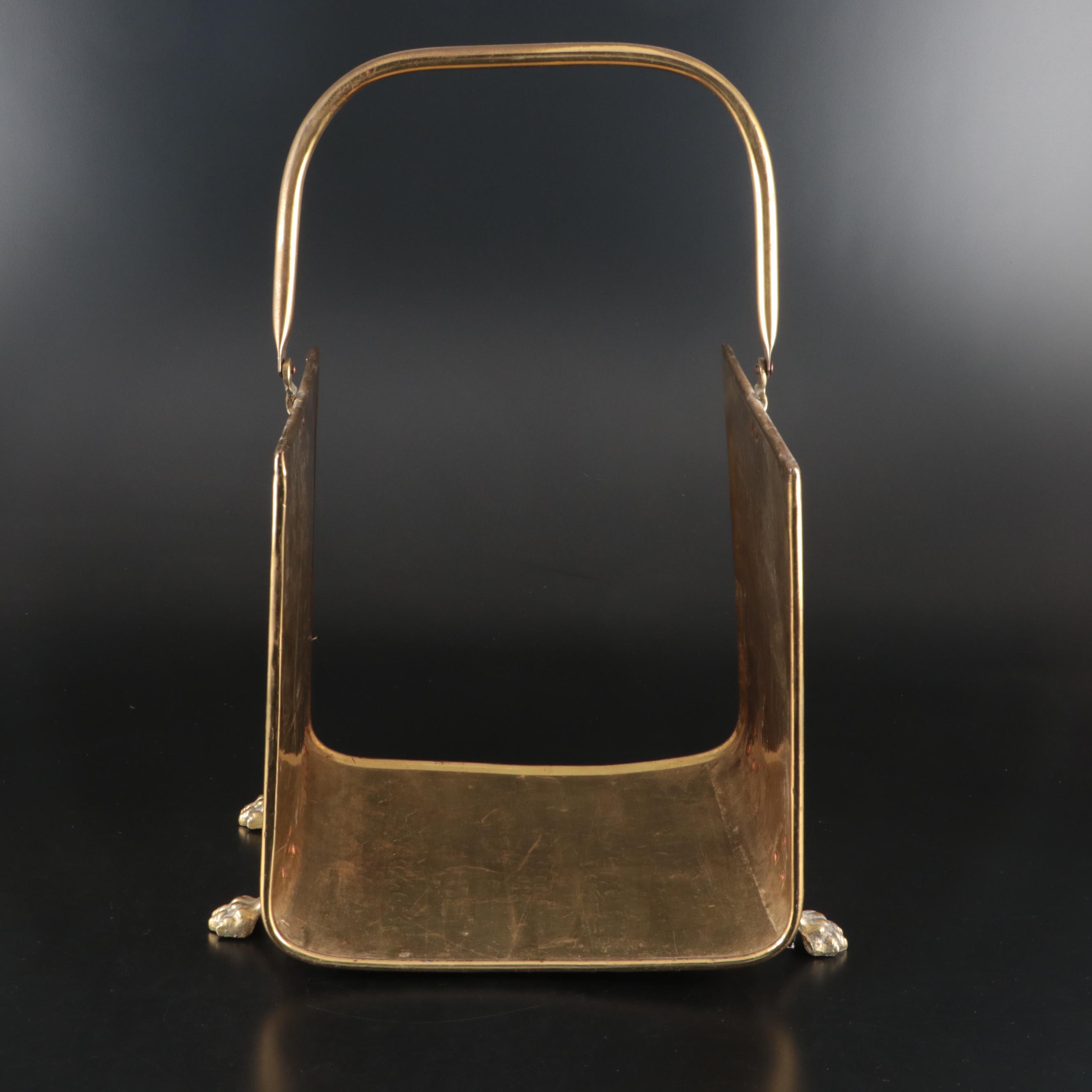 Claw Foot Brass Firewood Holder, 20th Century