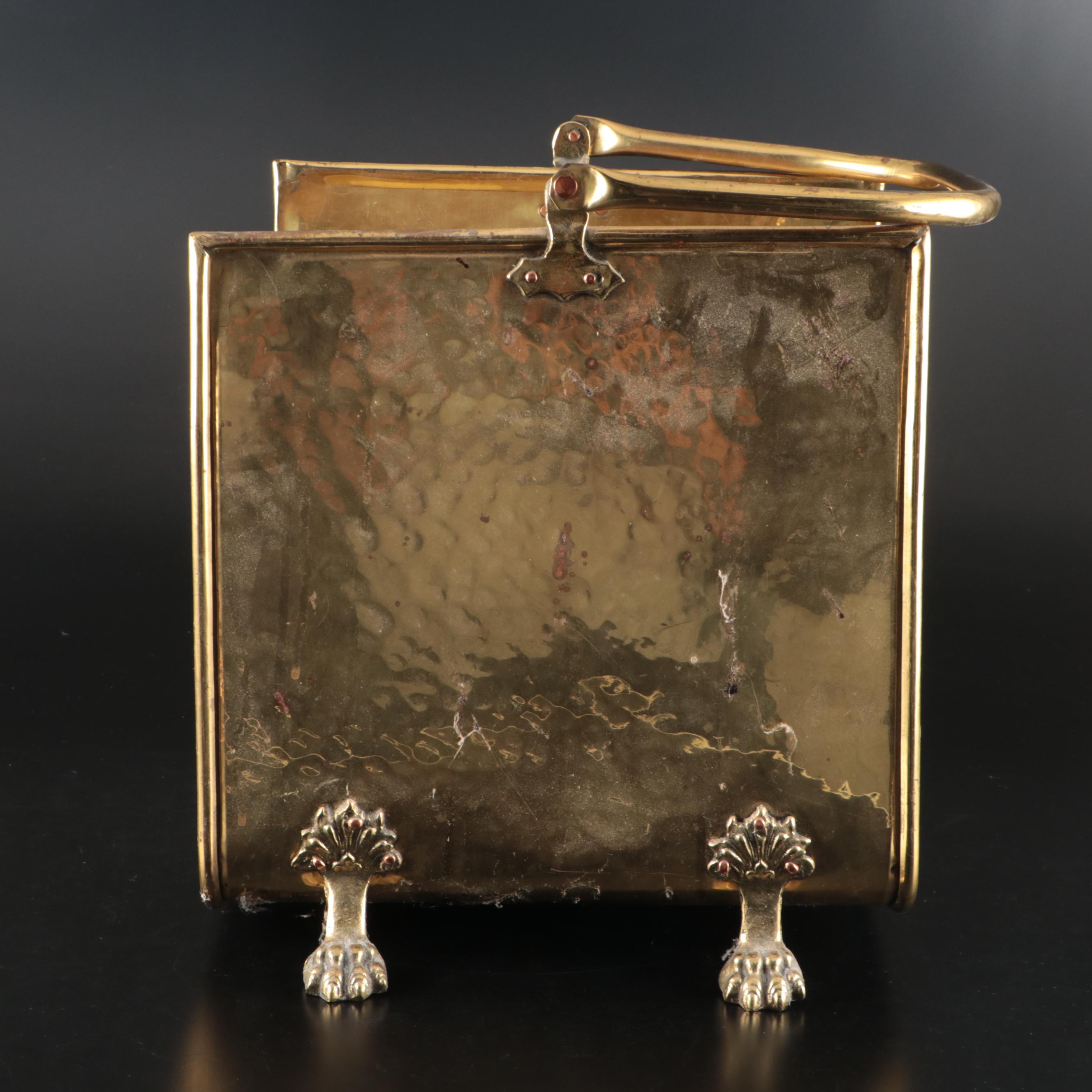 Claw Foot Brass Firewood Holder, 20th Century