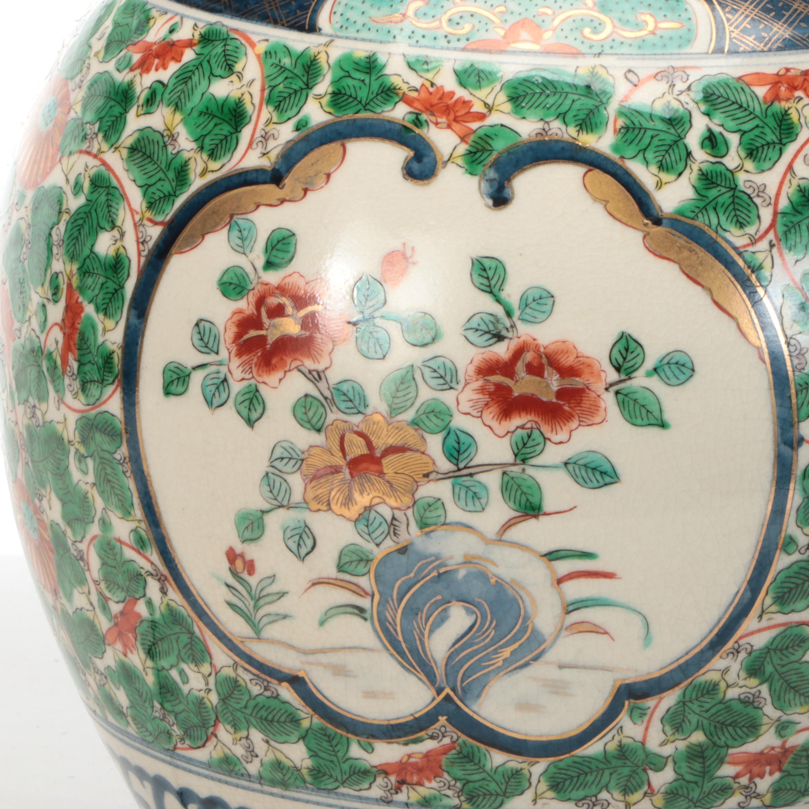 Chinese Famille Verte Porcelain Wine Jar and Ginger Jar Table Lamps