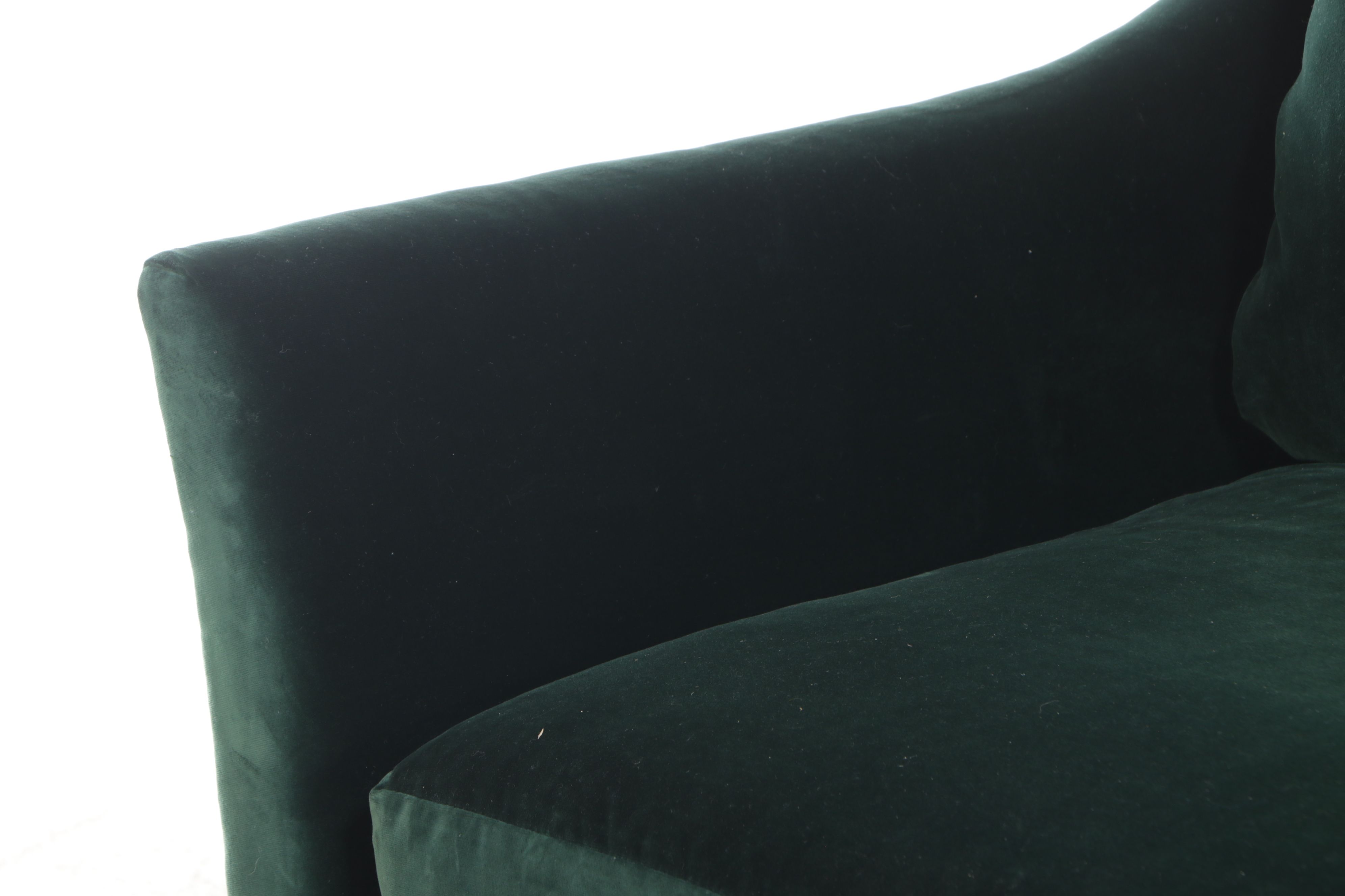 Jake Arnold Collection Mid Century Modern Style Green Velvet Upholstered Sofa