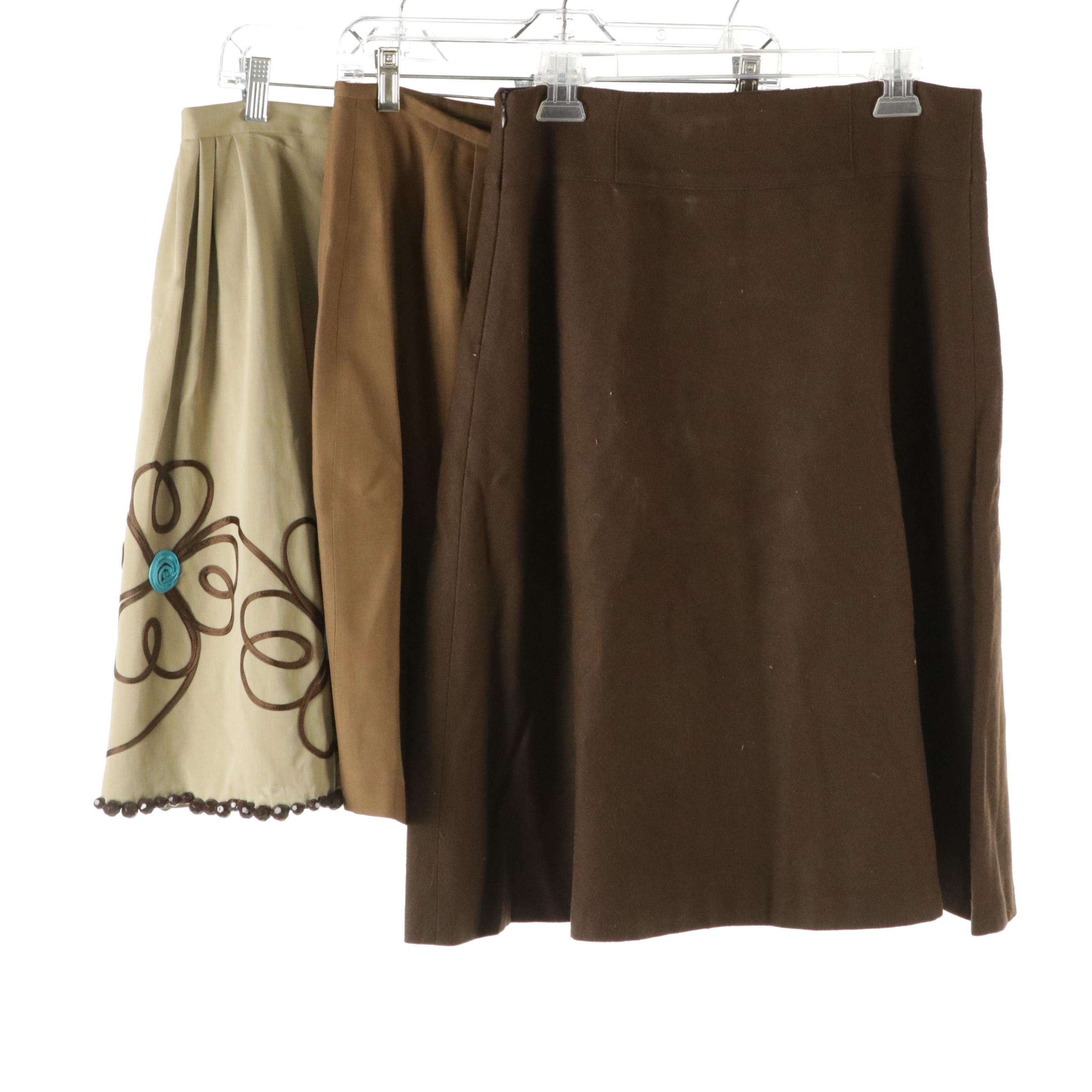 Moschino Floral Embroidered and Laura Biagiotti Wool Flared Skirts & More