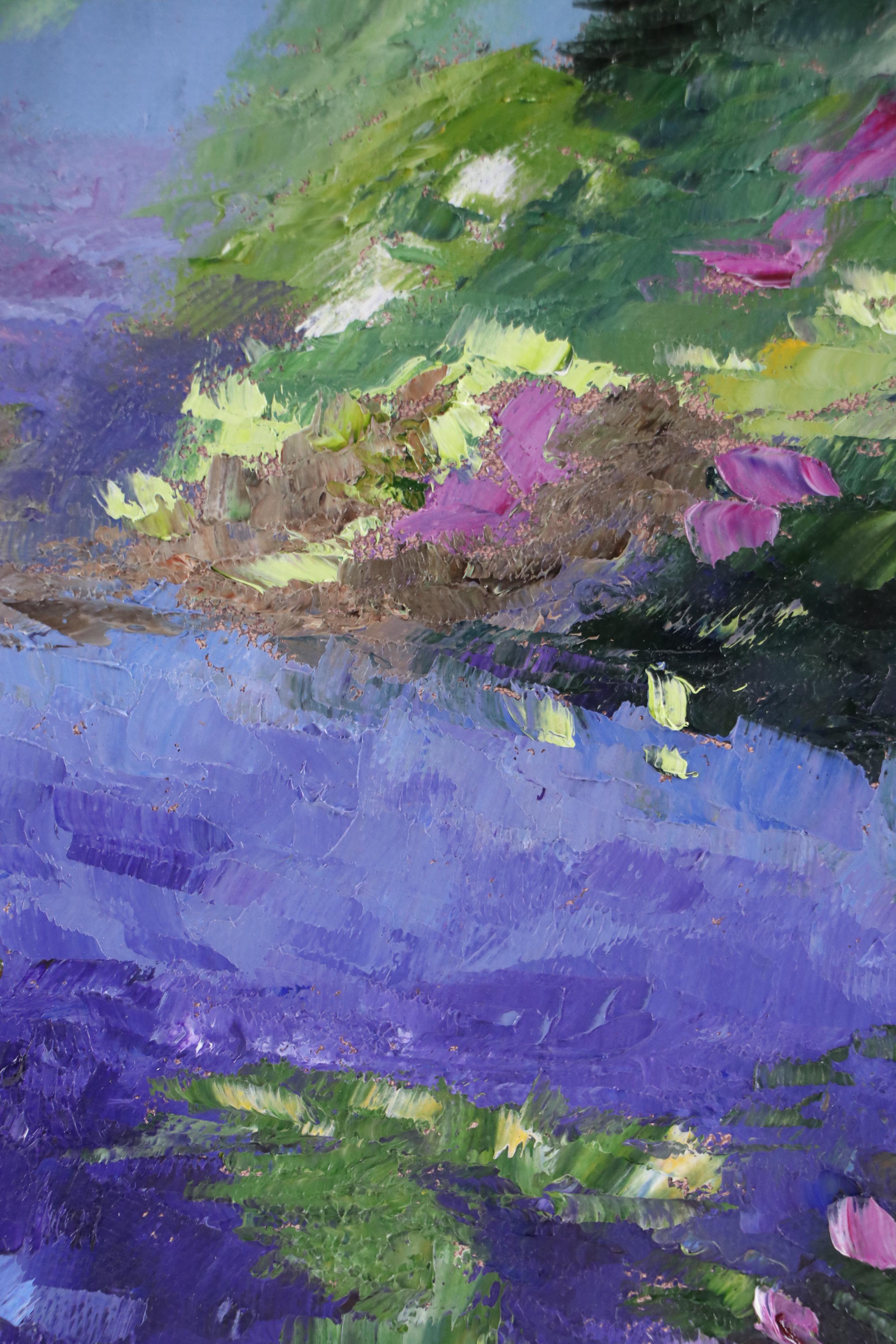 James Baldoumas Pond Landscape Oil Painting "Wildflowers," 2025