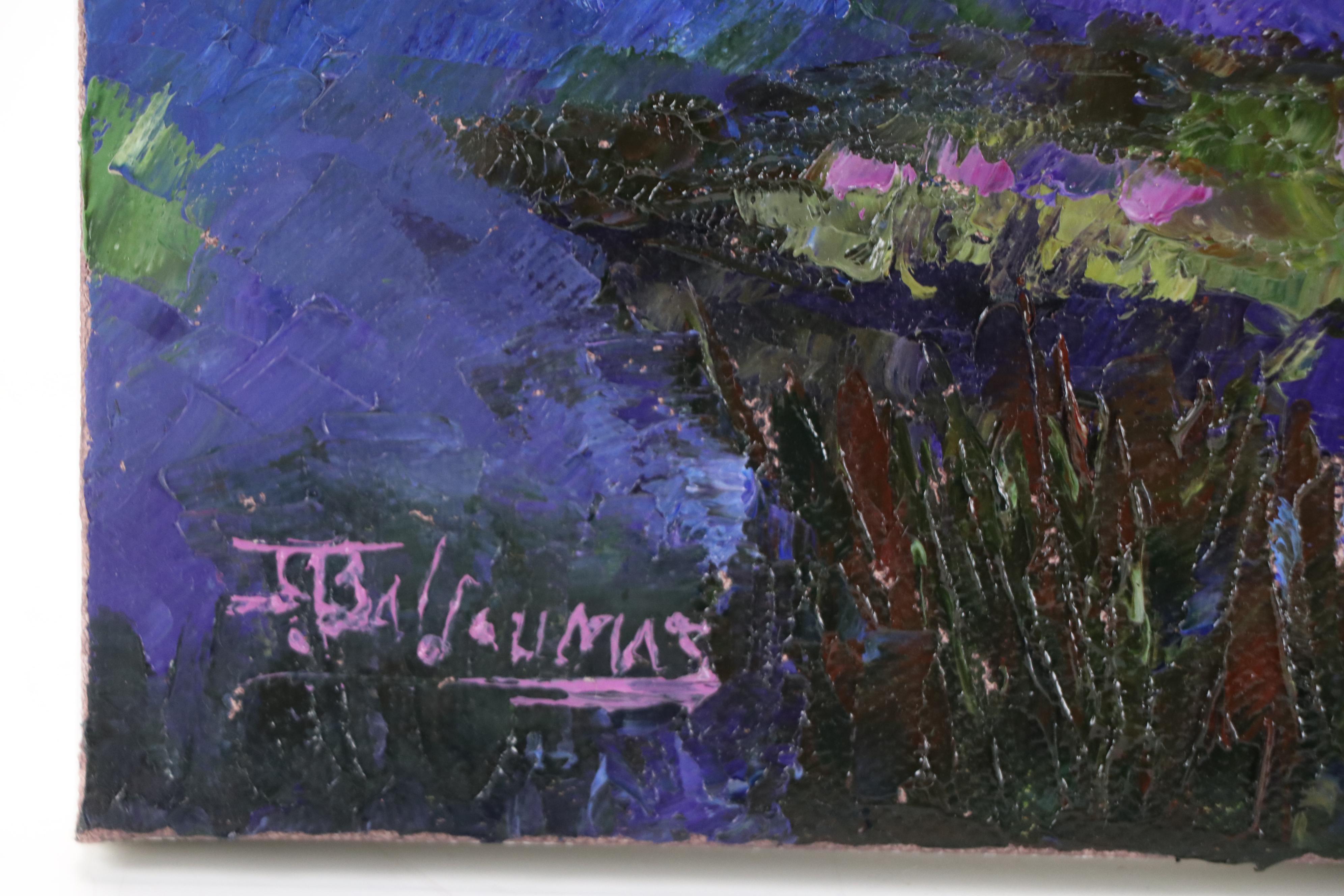 James Baldoumas Pond Landscape Oil Painting "Wildflowers," 2025