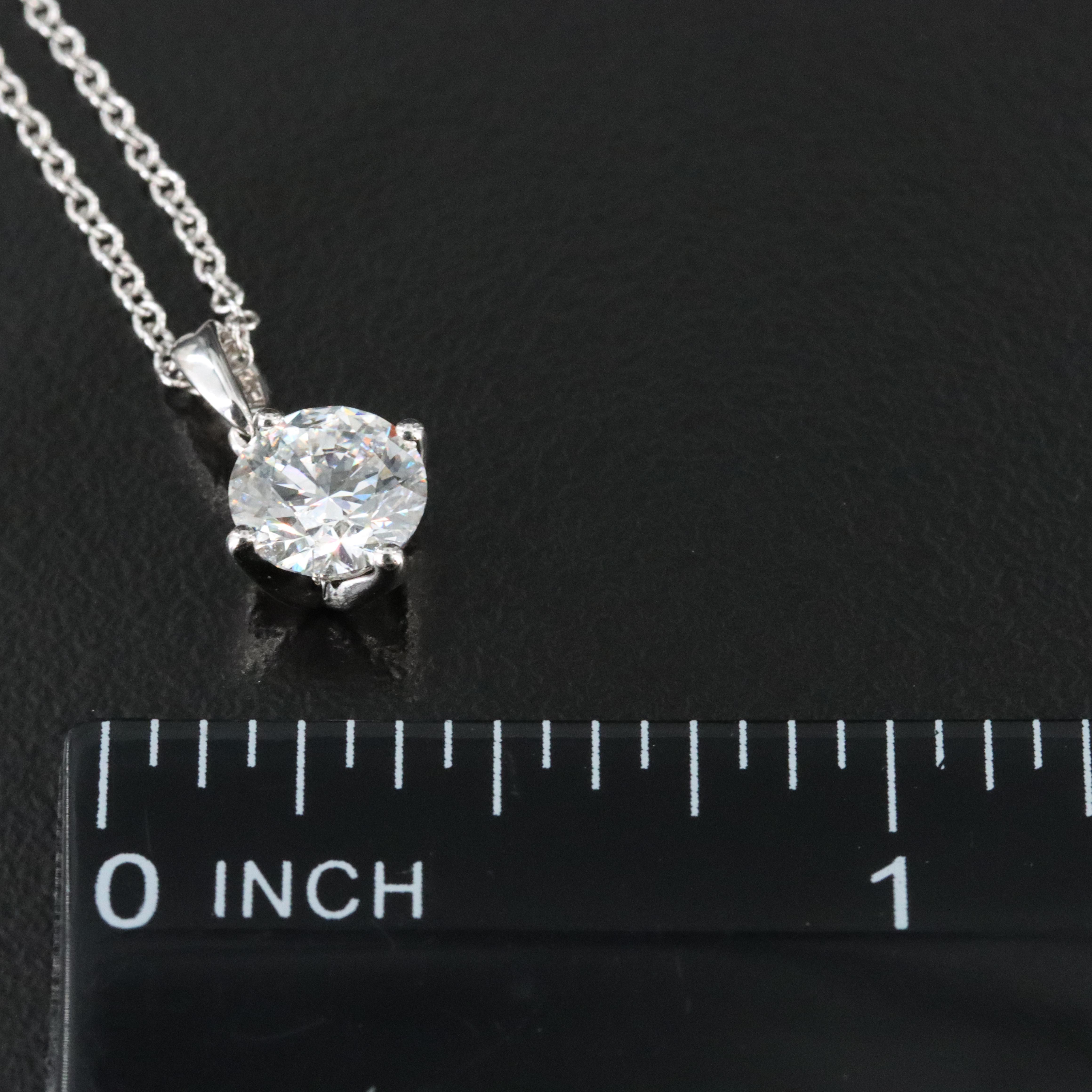 14K 1.00 CT Lab Grown Diamond Solitaire Pendant Necklace with IGI Jewelry Report