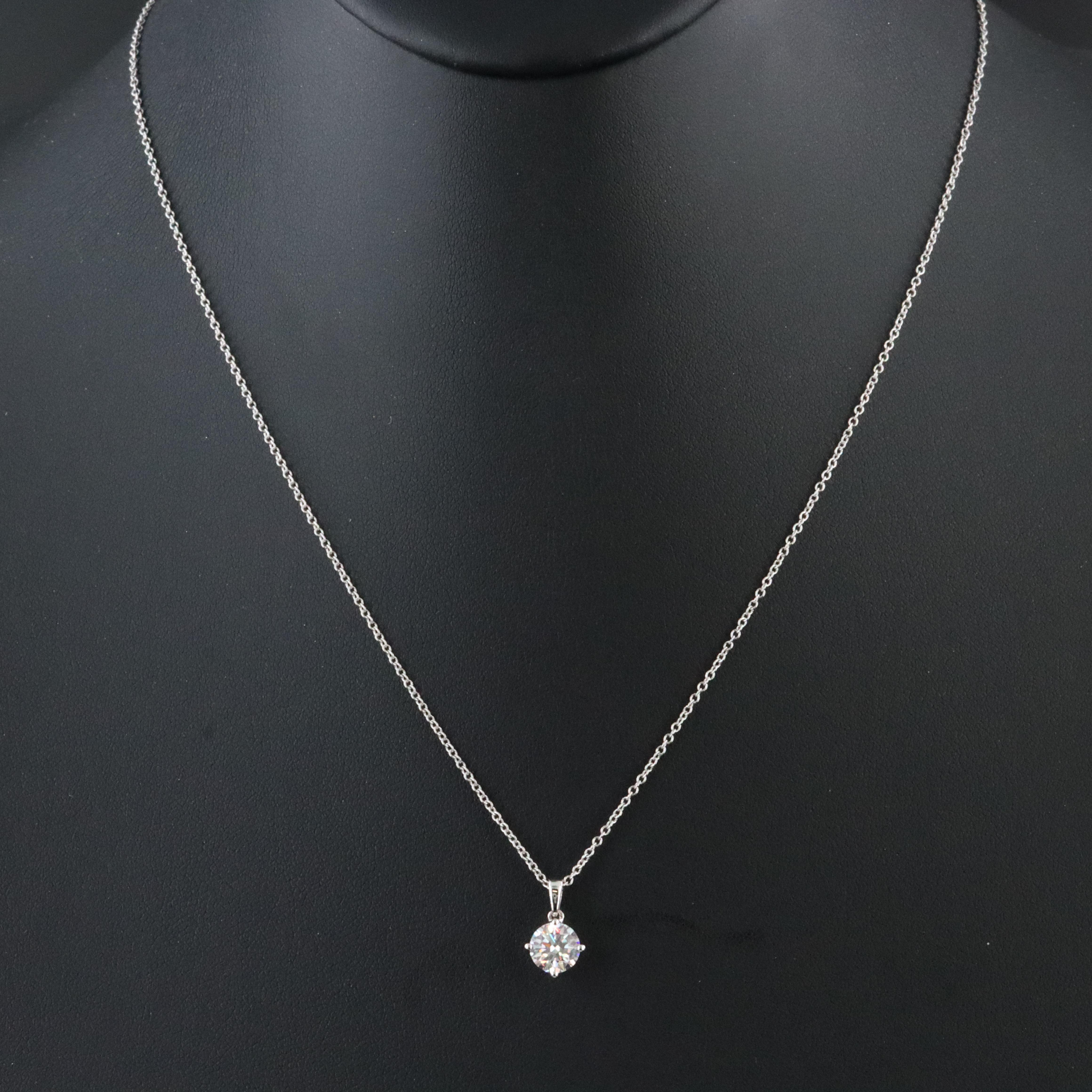 14K 1.00 CT Lab Grown Diamond Solitaire Pendant Necklace with IGI Jewelry Report