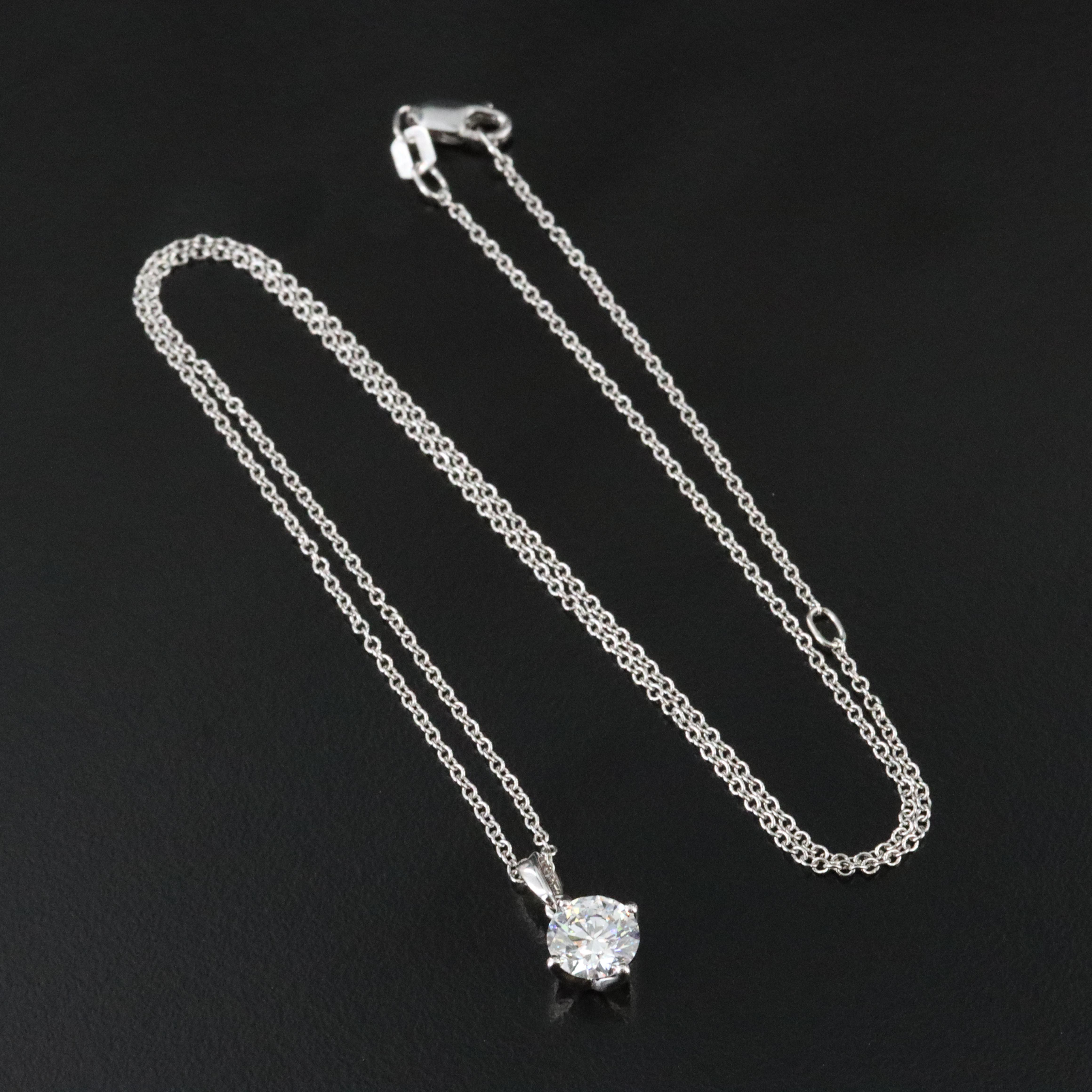 14K 1.00 CT Lab Grown Diamond Solitaire Pendant Necklace with IGI Jewelry Report