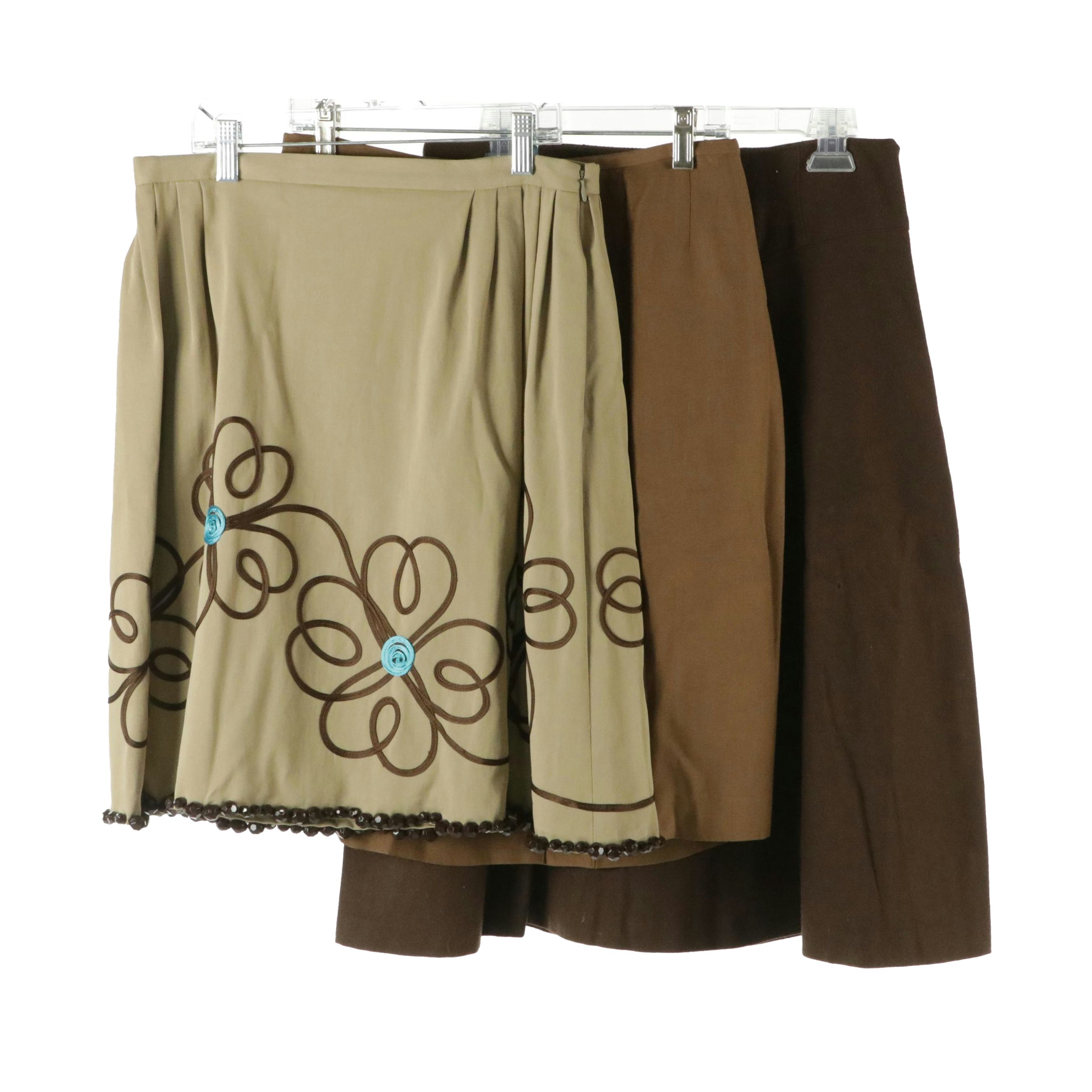 Moschino Floral Embroidered and Laura Biagiotti Wool Flared Skirts & More