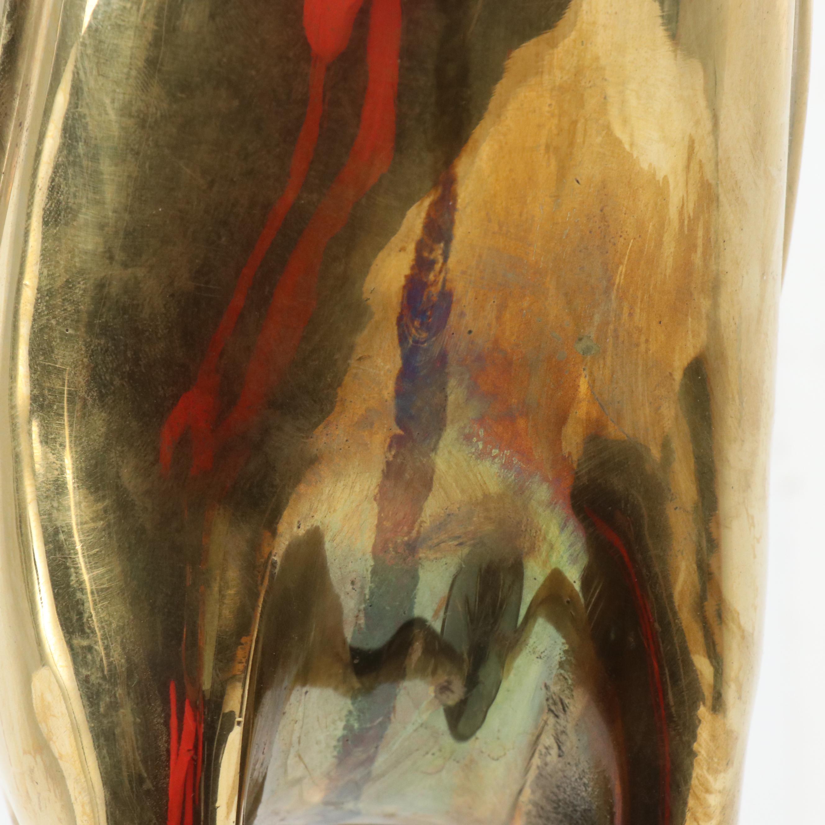 Dolbi Cashier Cast Brass Preening Stork on Stone Base, 1980