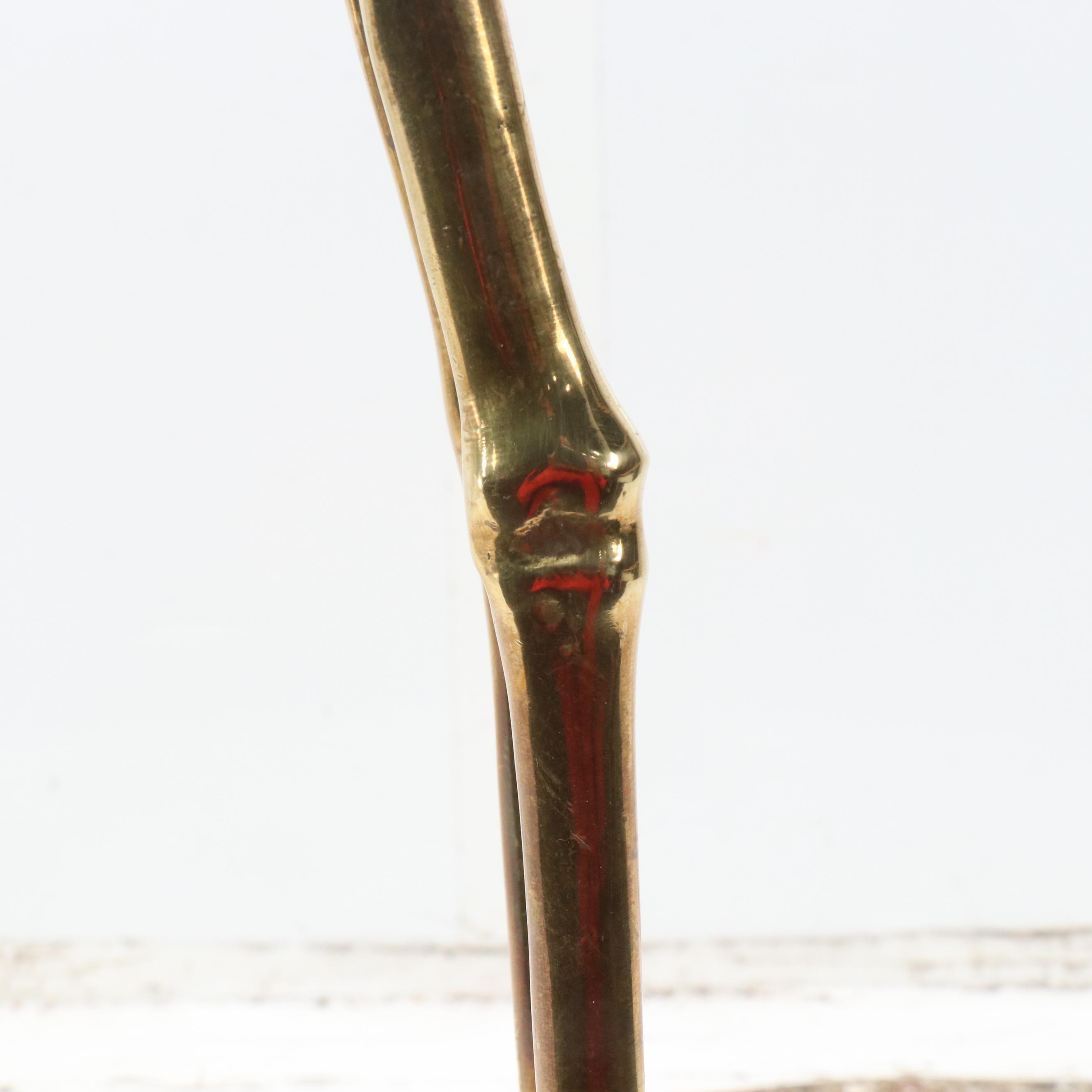 Dolbi Cashier Cast Brass Preening Stork on Stone Base, 1980