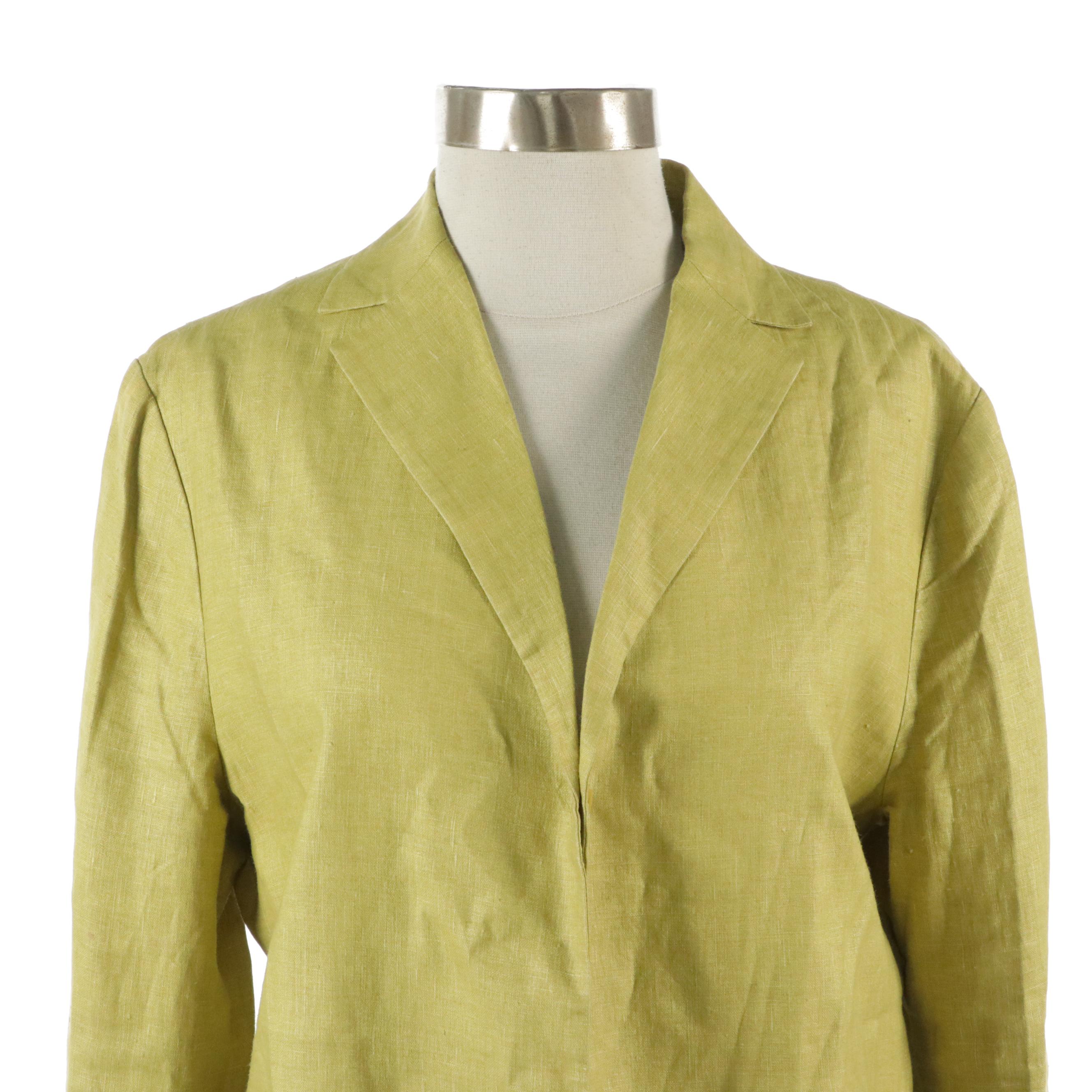 Shin Choi Silk Floral Printed Flared Skirt and Finity Studio Linen Blazer