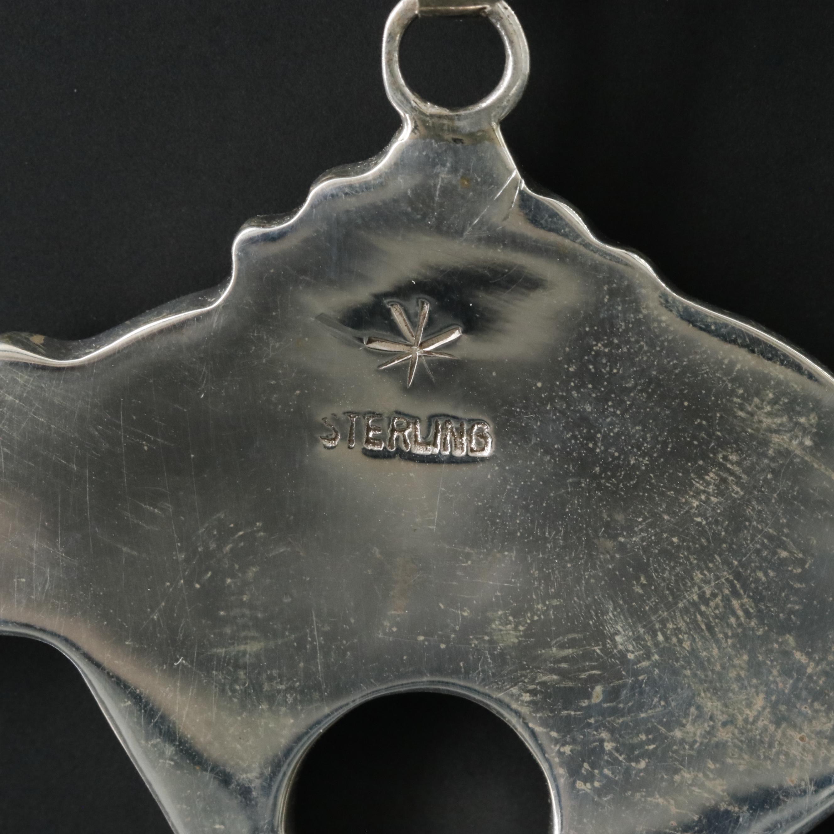 Western Style Sterling Bear Inlay Pendant