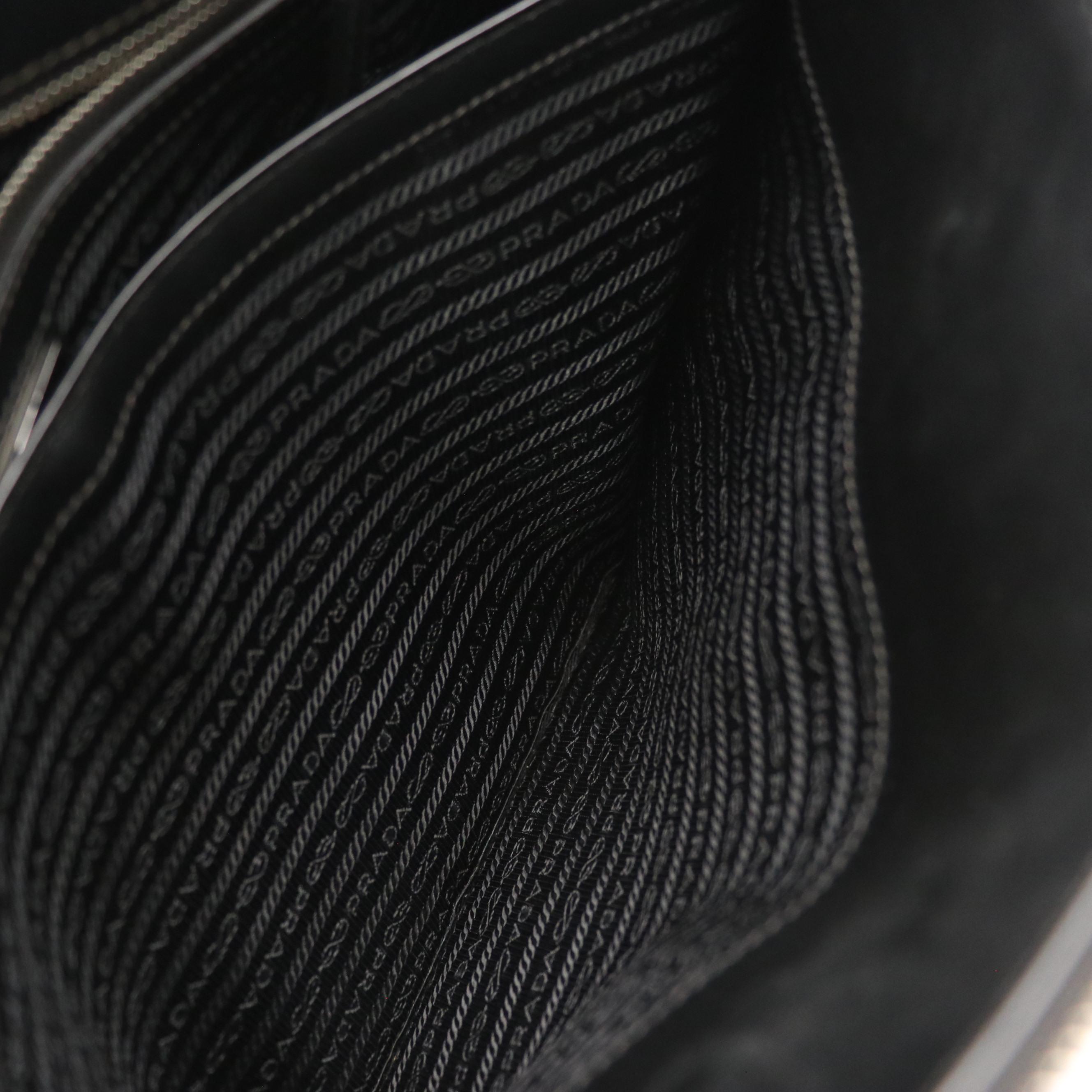 Prada Black Saffiano Leather and Blue Embossed Canapa Logo Travel Briefcase