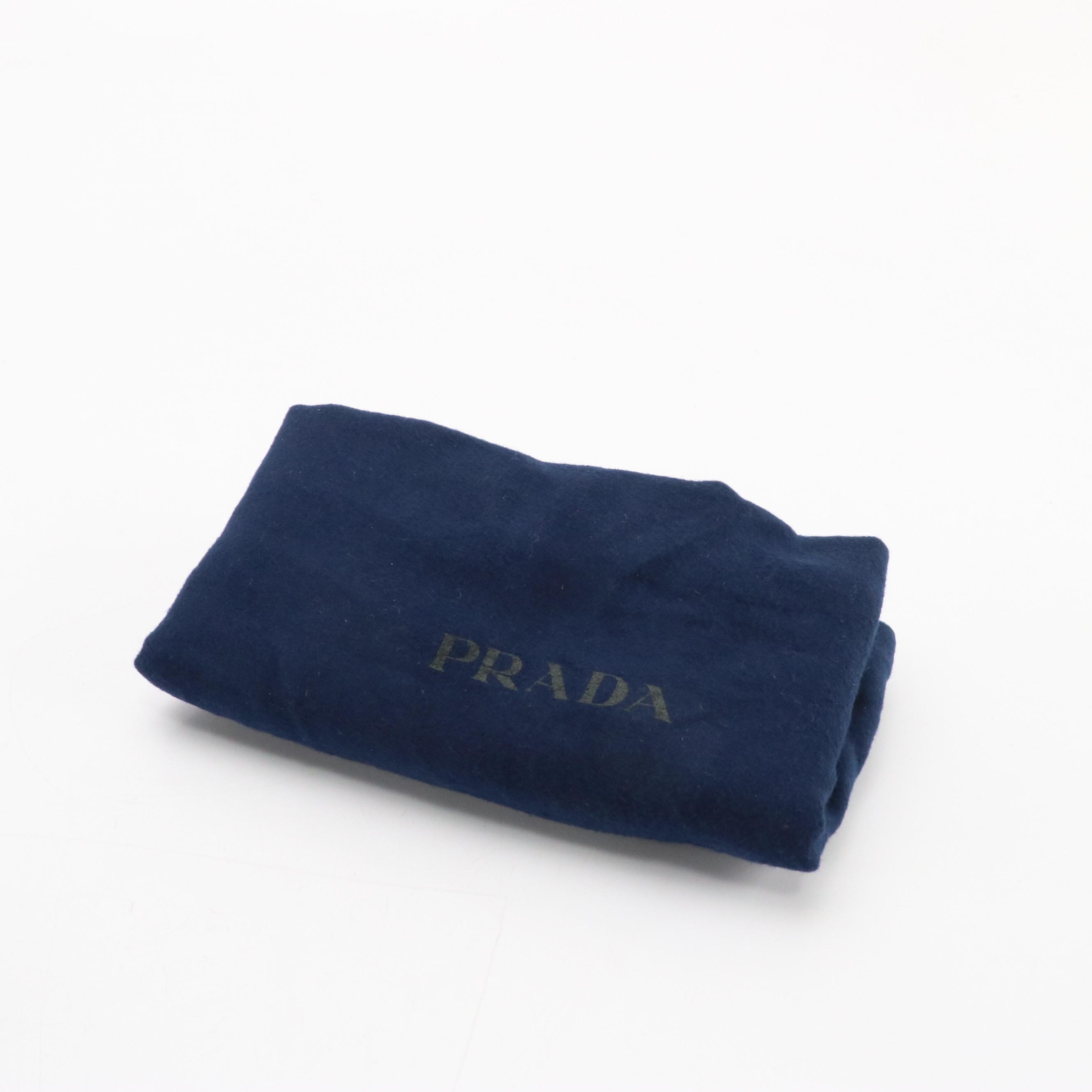 Prada Black Saffiano Leather and Blue Embossed Canapa Logo Travel Briefcase