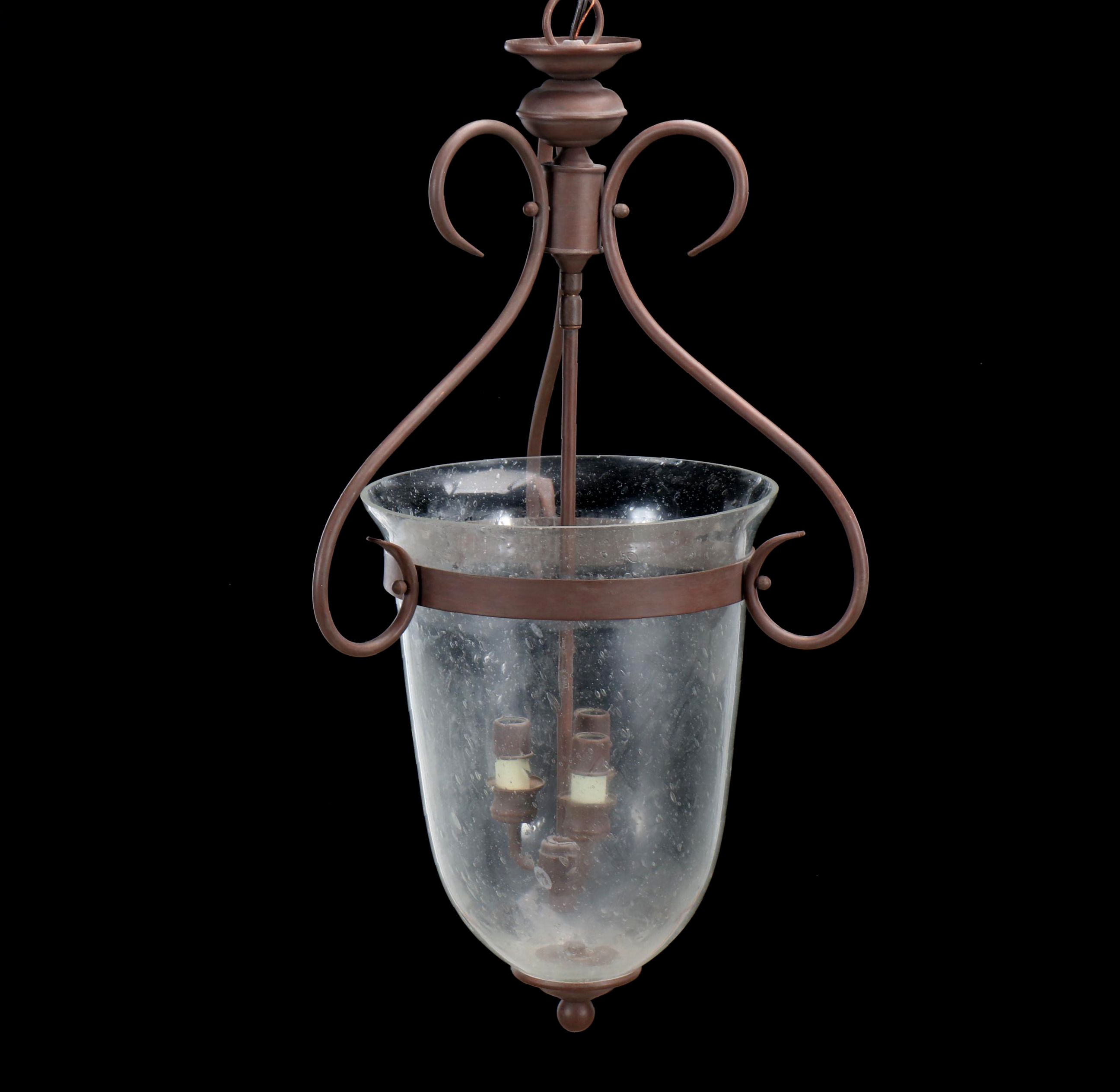 Matte Bronze Finish Seed Glass Urn Pendant Light, 21st Century