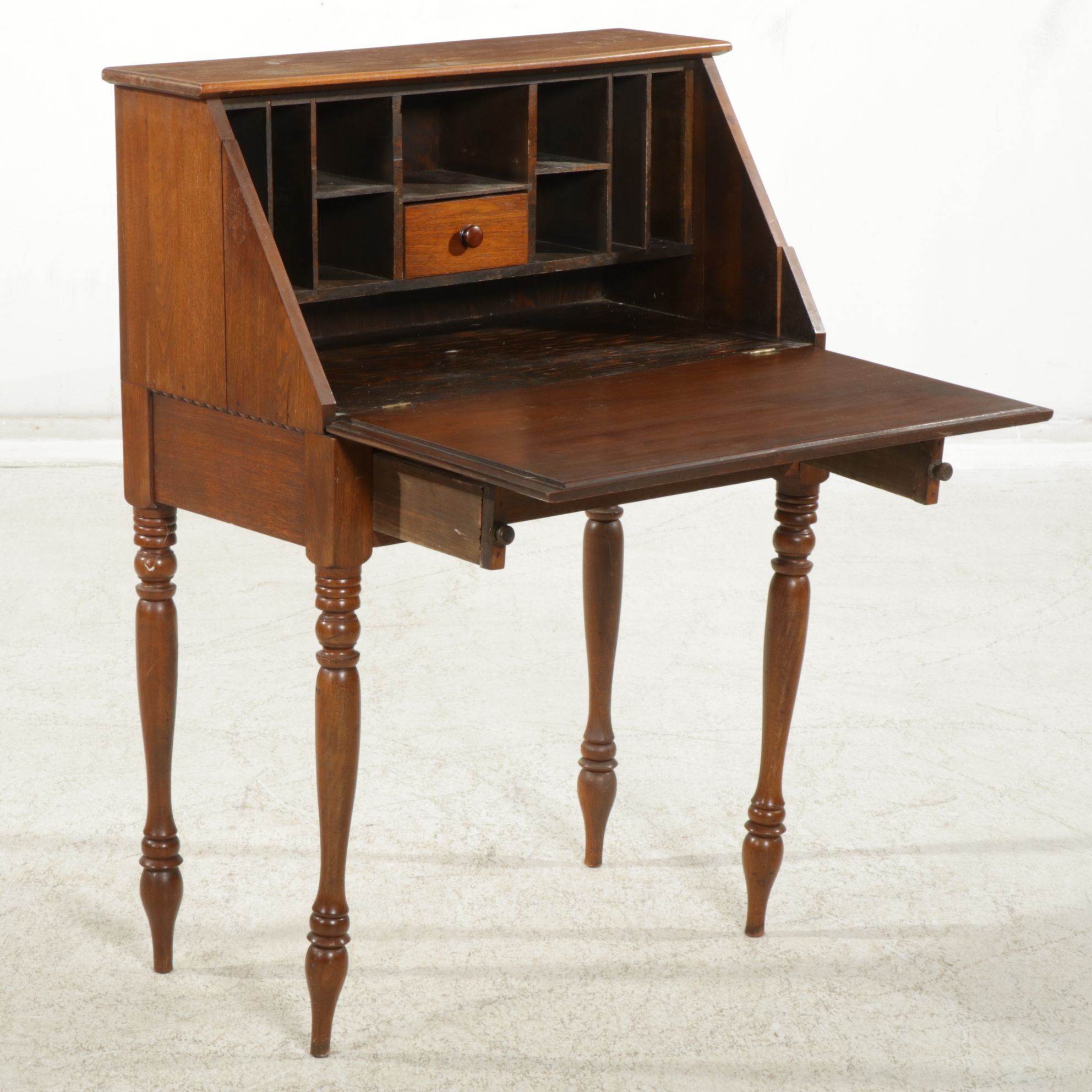 Sheraton Style Walnut Fall Front Desk, Late 19th to Early 20th Century