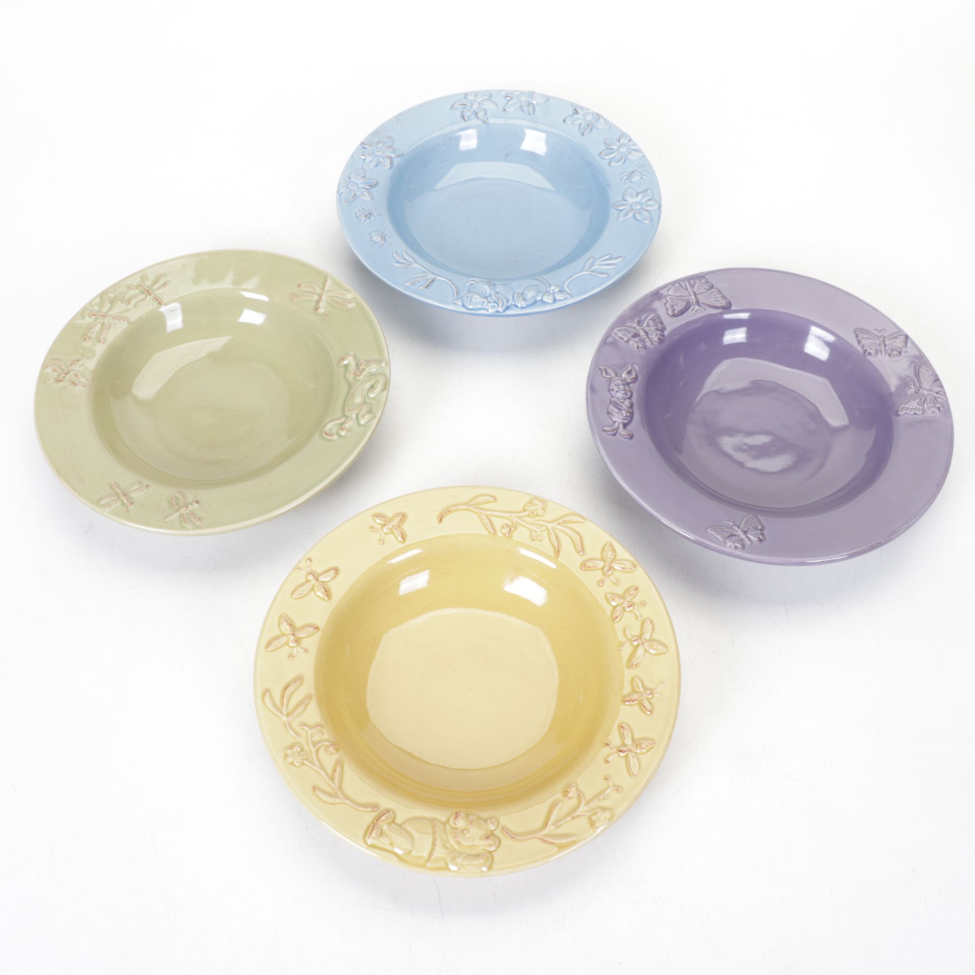 Disney "Winnie the Pooh" Themed Stoneware Dinner Plates, Salad Plates & Bowls