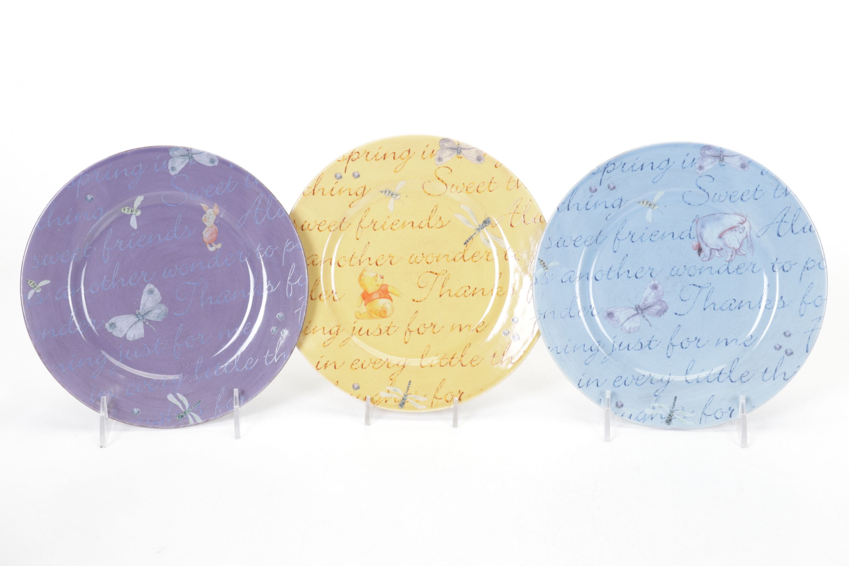Disney "Winnie the Pooh" Themed Stoneware Dinner Plates, Salad Plates & Bowls